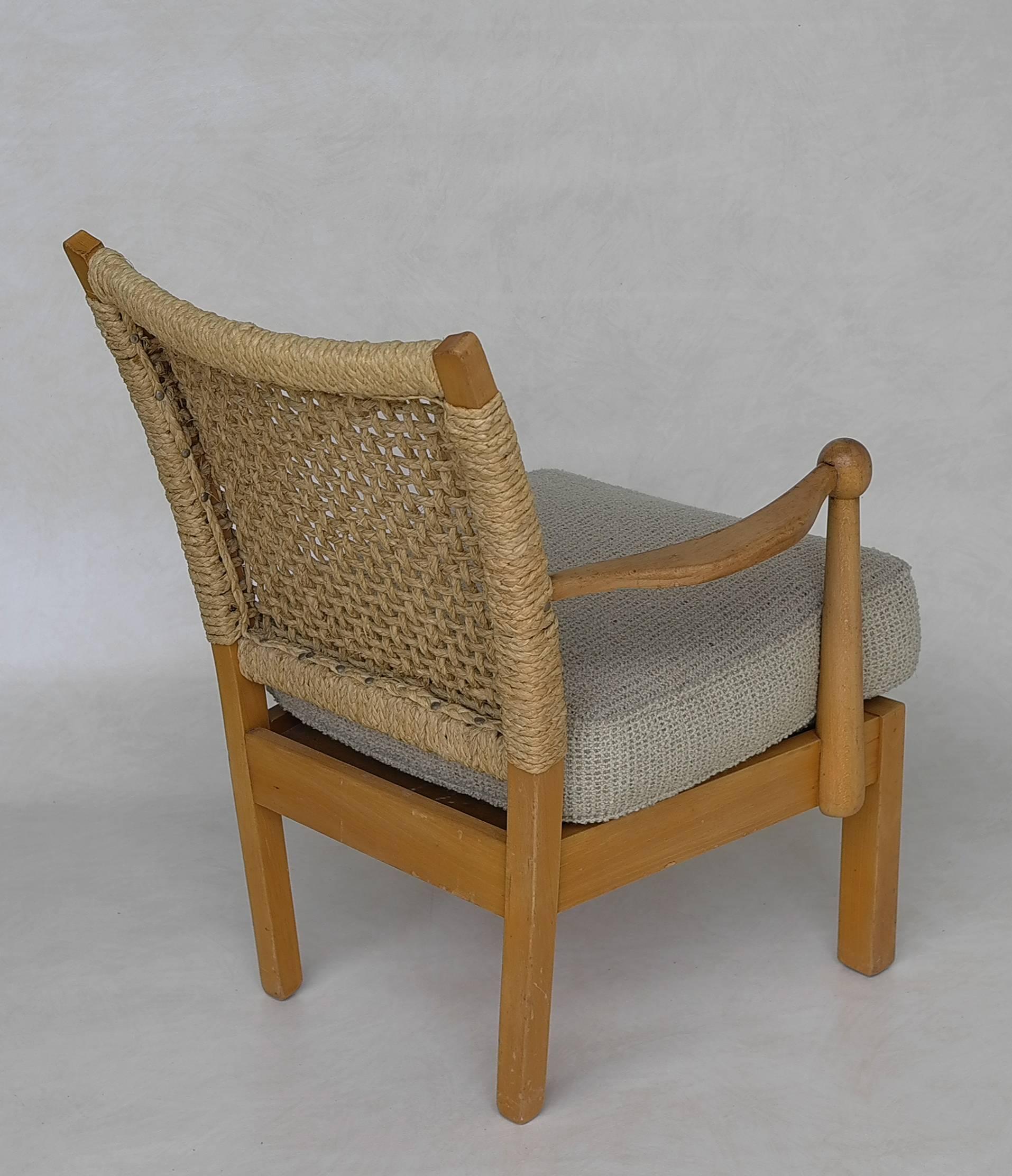 Bas Van Pelt rope back armchair, Netherlands, 1950s.