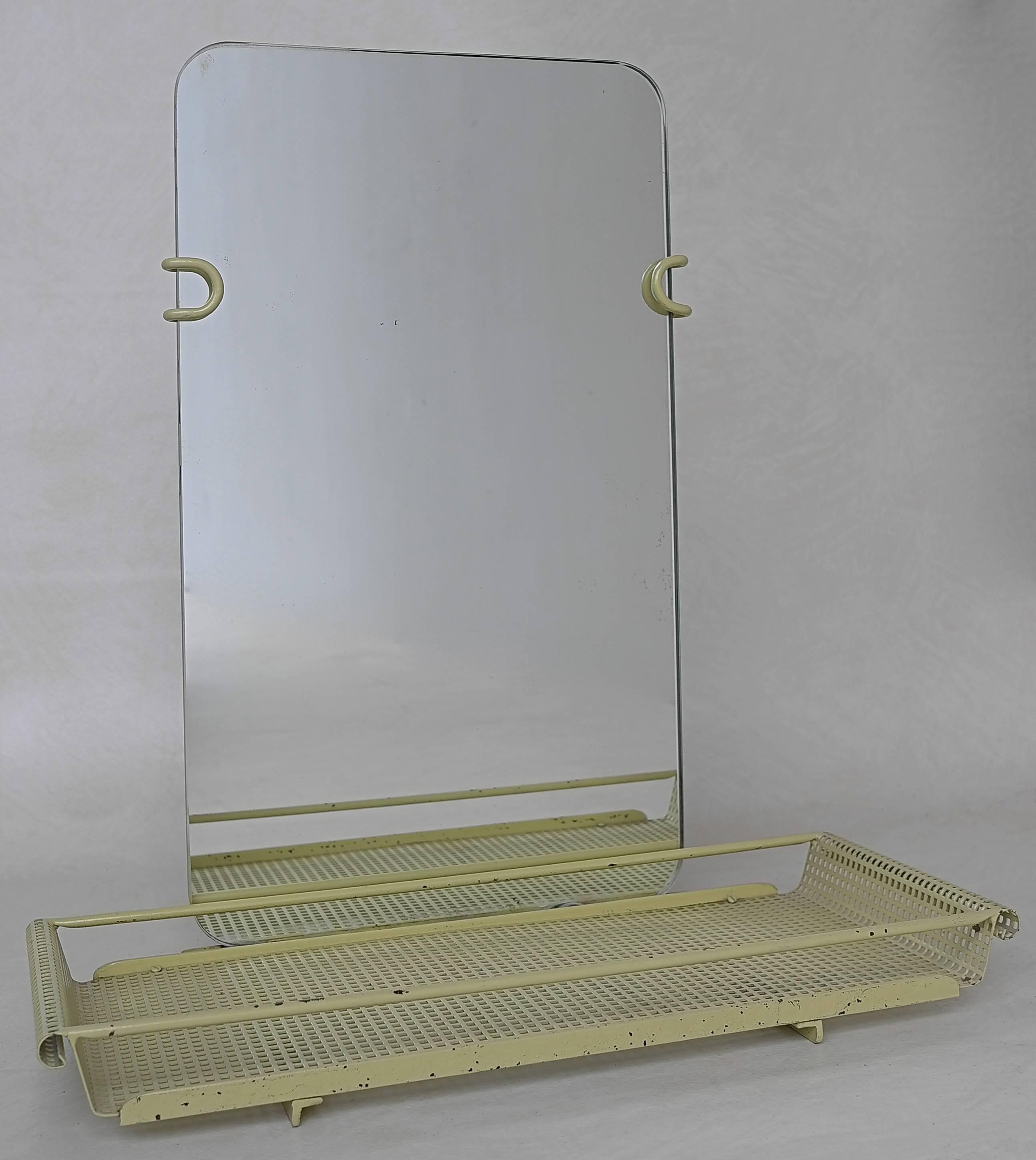 Dutch Rare Mathieu Mat�égot Yellow Metal Mirror by Artimeta, 1950s