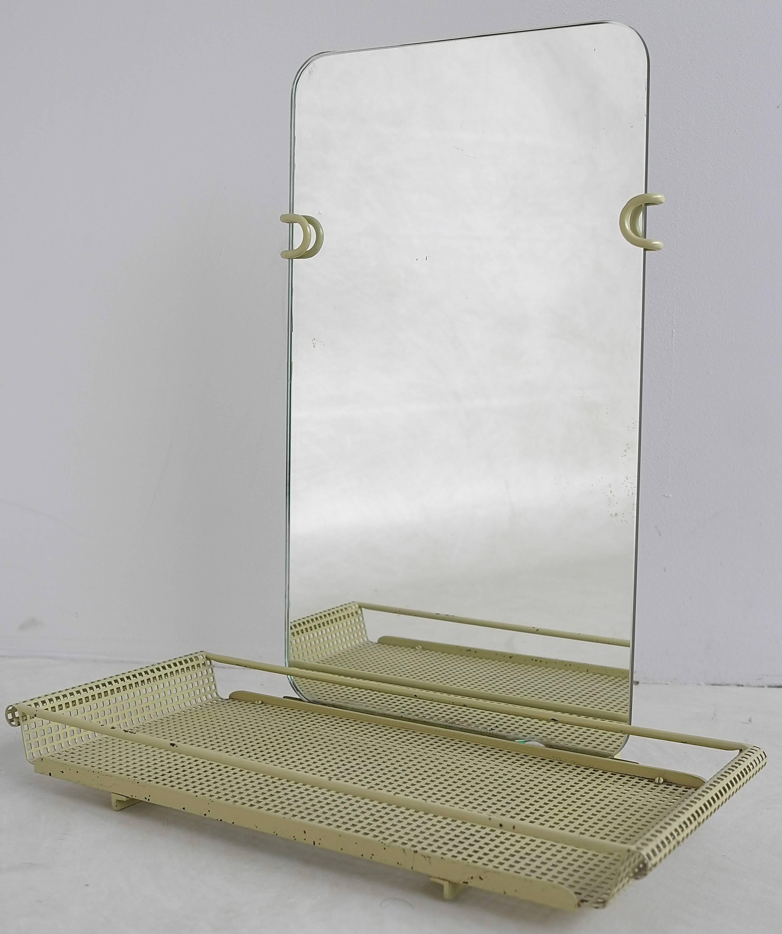 Rare Mathieu Matégot Yellow Metal Mirror by Artimeta, 1950s In Good Condition In Den Haag, NL