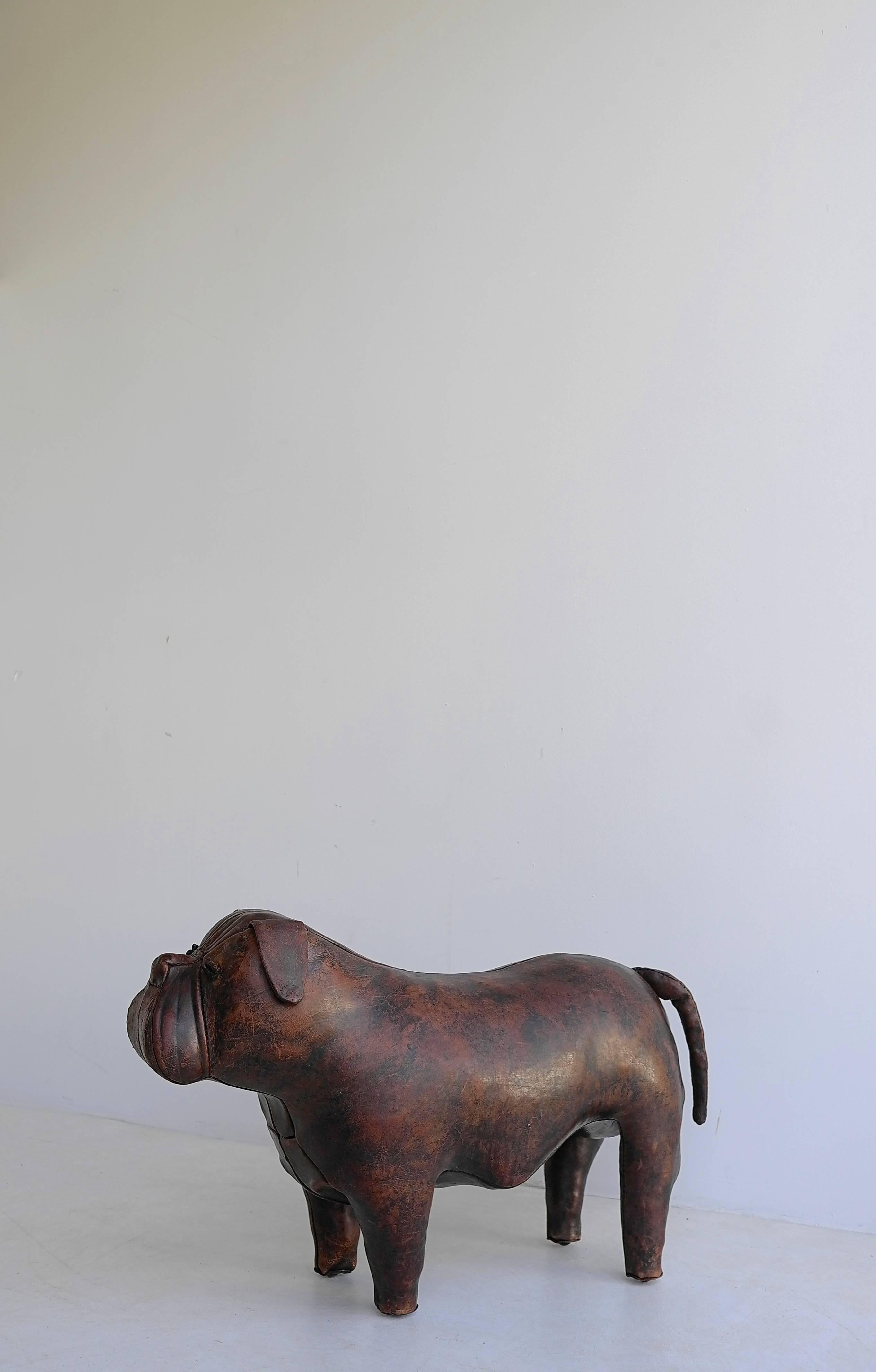 Mid-Century Modern Leather Bulldog by Dimitri Omersa for Abercrombie & Fitch