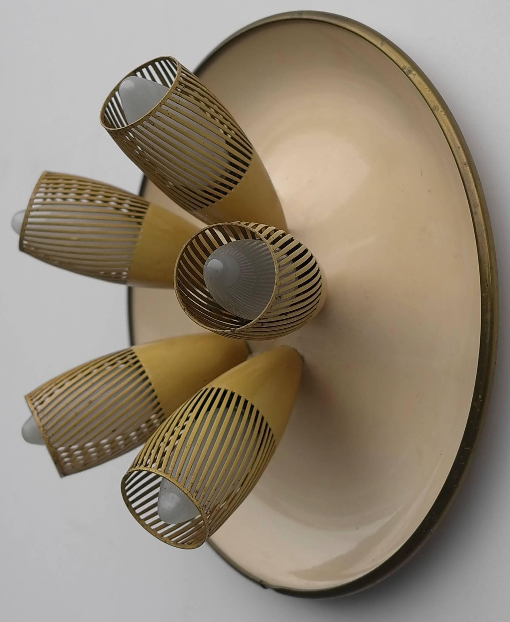 Mid-Century Modern Italian Yellow Disk Wall Lamp, 1950s