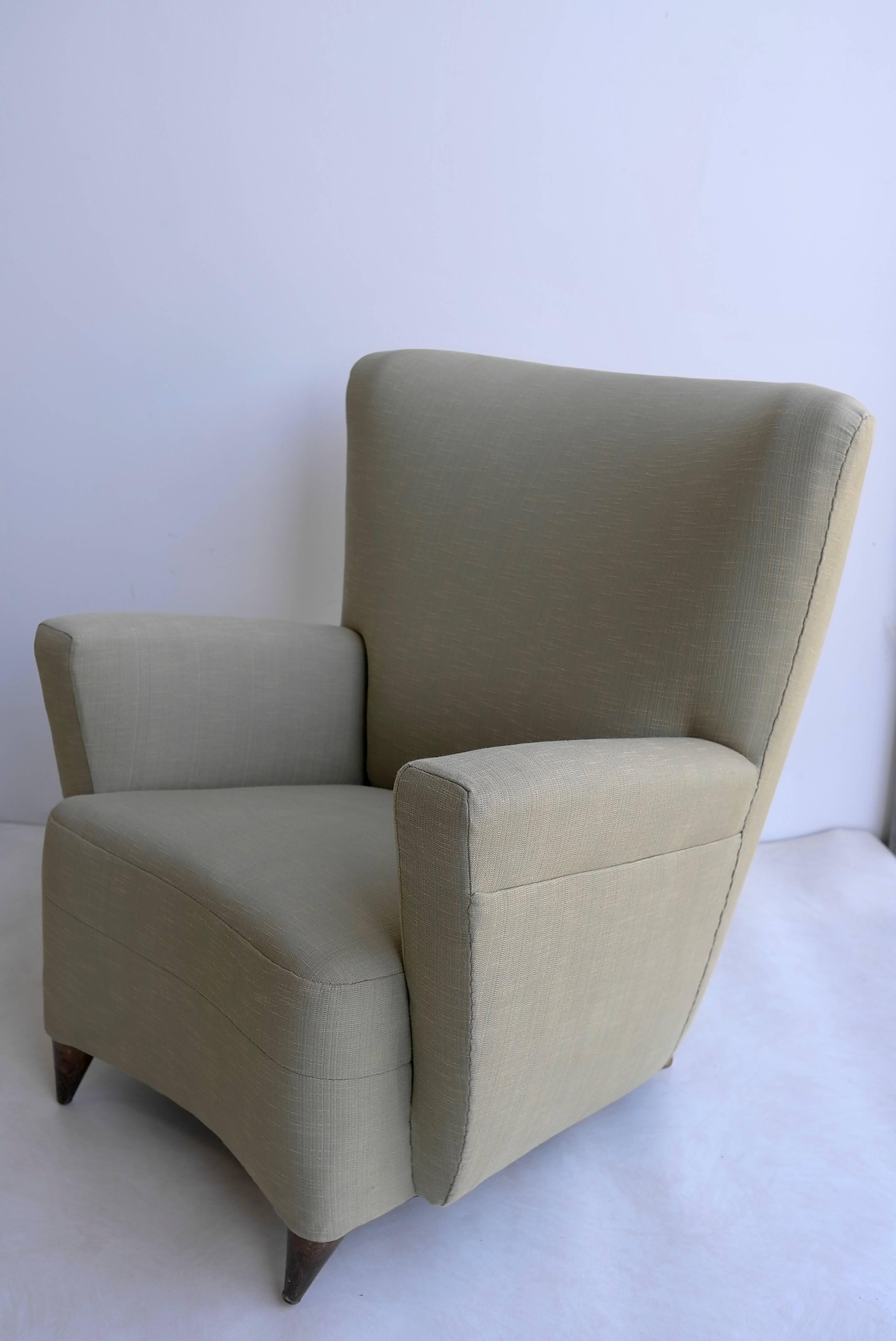 Fabric Green Italian three-seat Sofa set in style of Gio Ponti