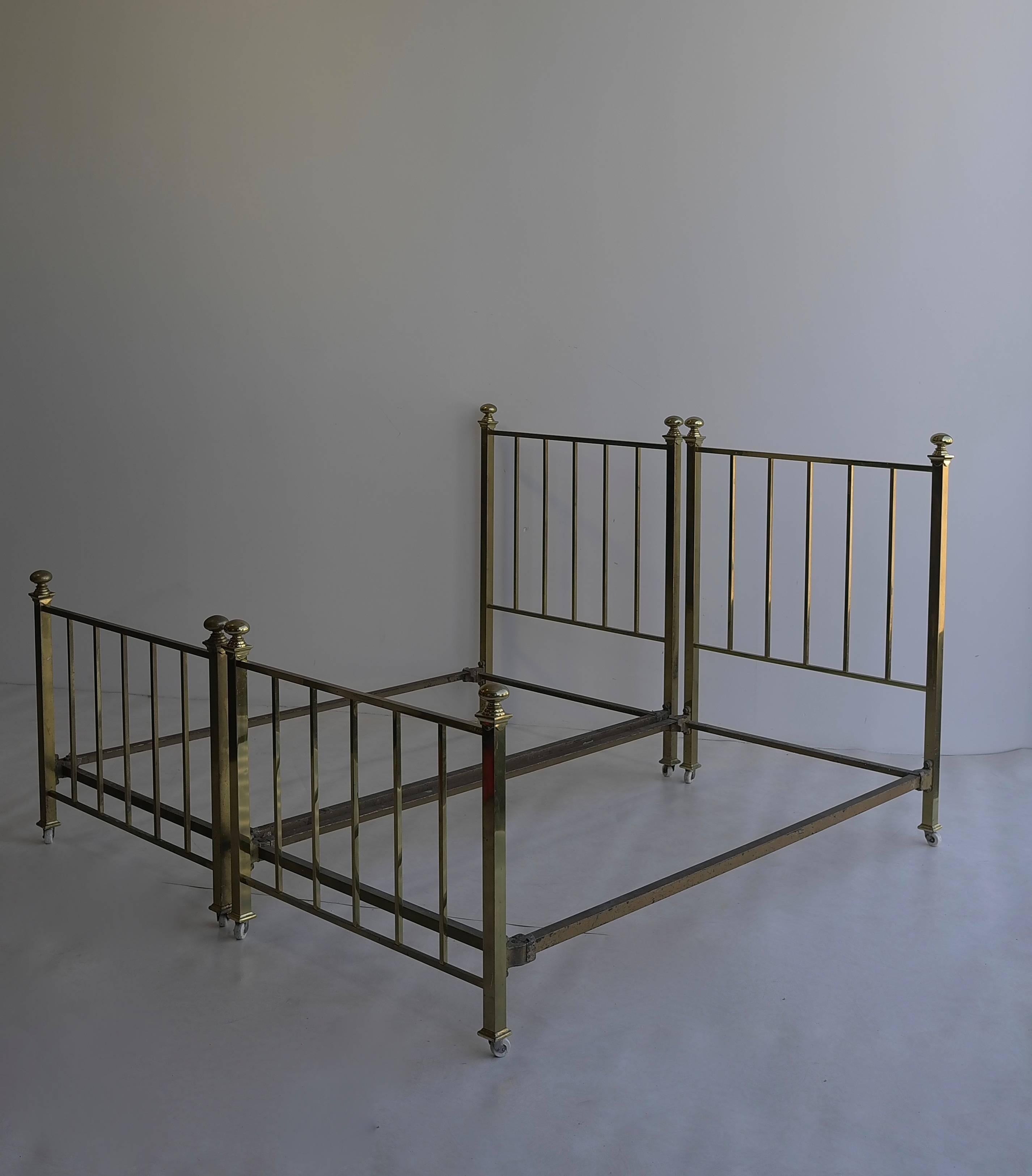 Mid-Century Modern Pair of Early 20th Century Brass double Bed For Sale