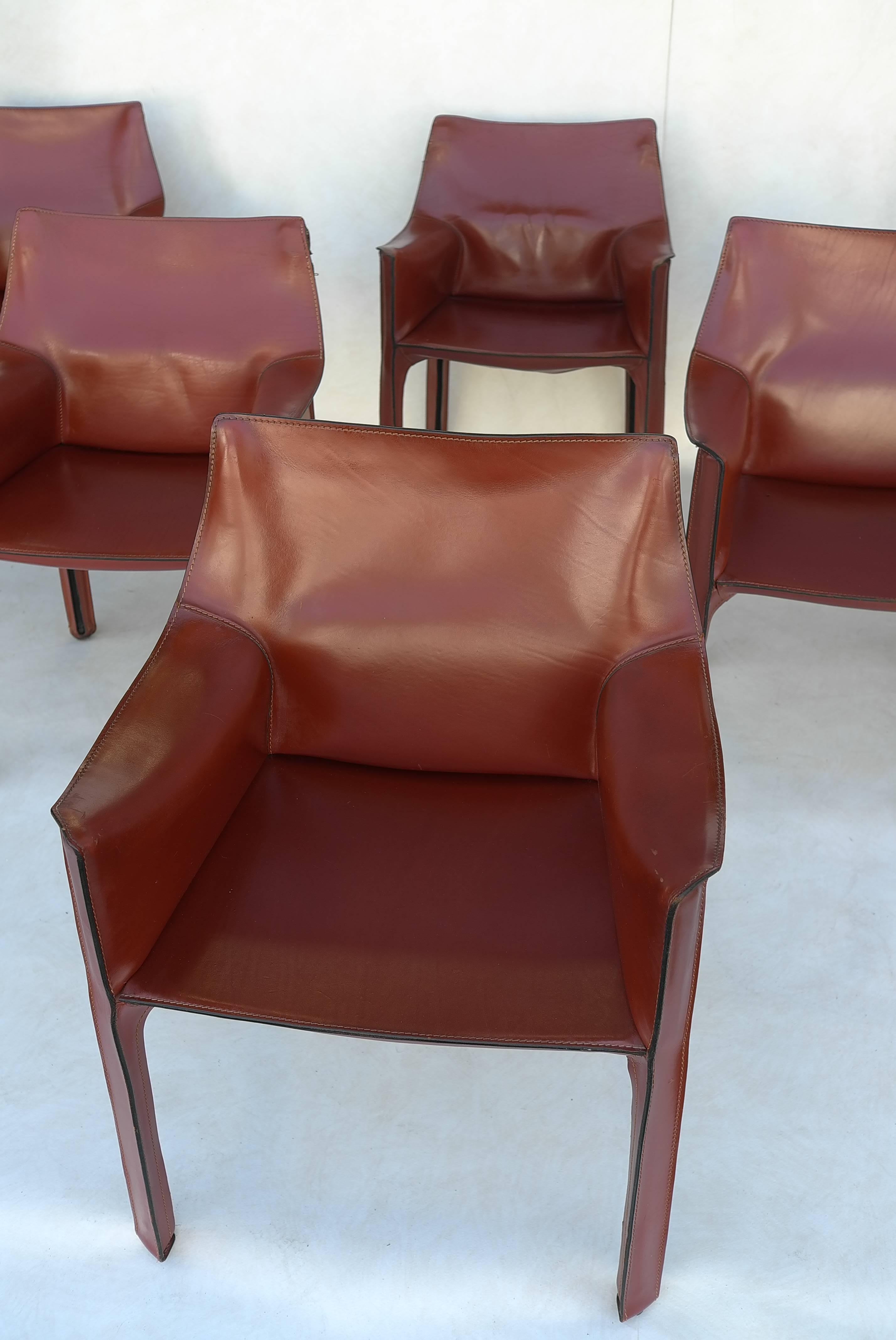 Mario Bellini Leather Cab Chairs by Cassina, Italy In Good Condition In Den Haag, NL