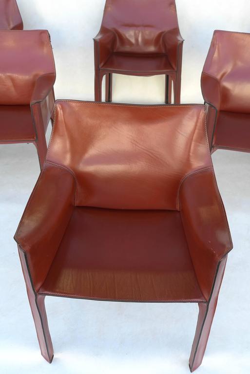 Italian Mario Bellini Leather Cab Chairs by Cassina, Italy