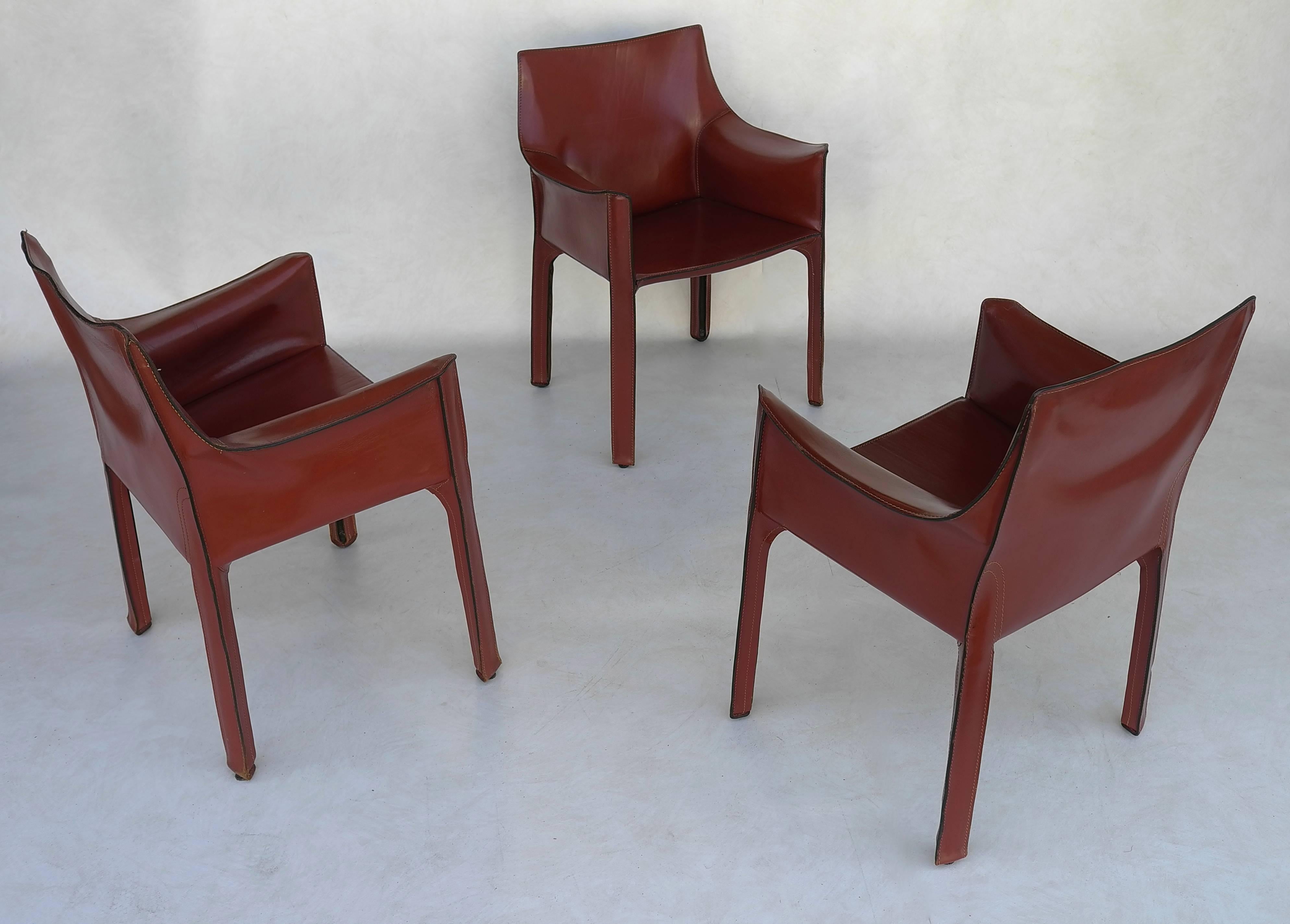 Italian Mario Bellini Leather Cab Chairs by Cassina, Italy
