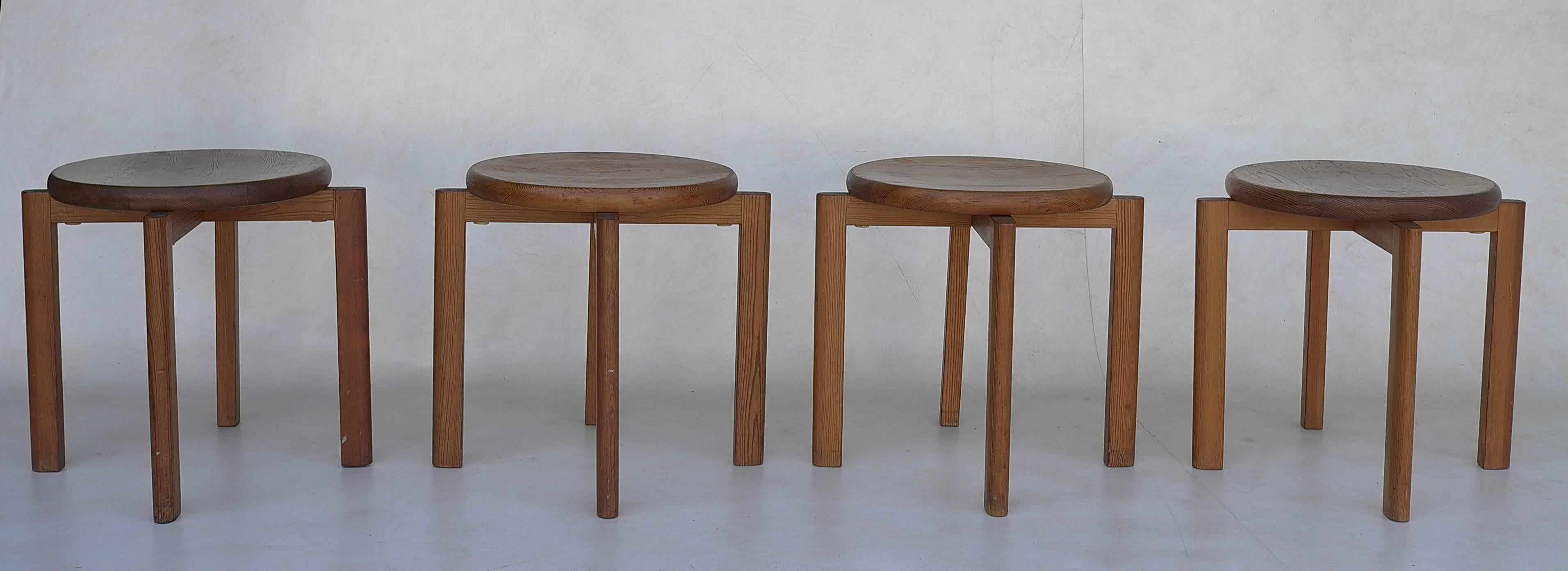 Scandinavian Stackable pine stools. Very well made, solid pinewood.