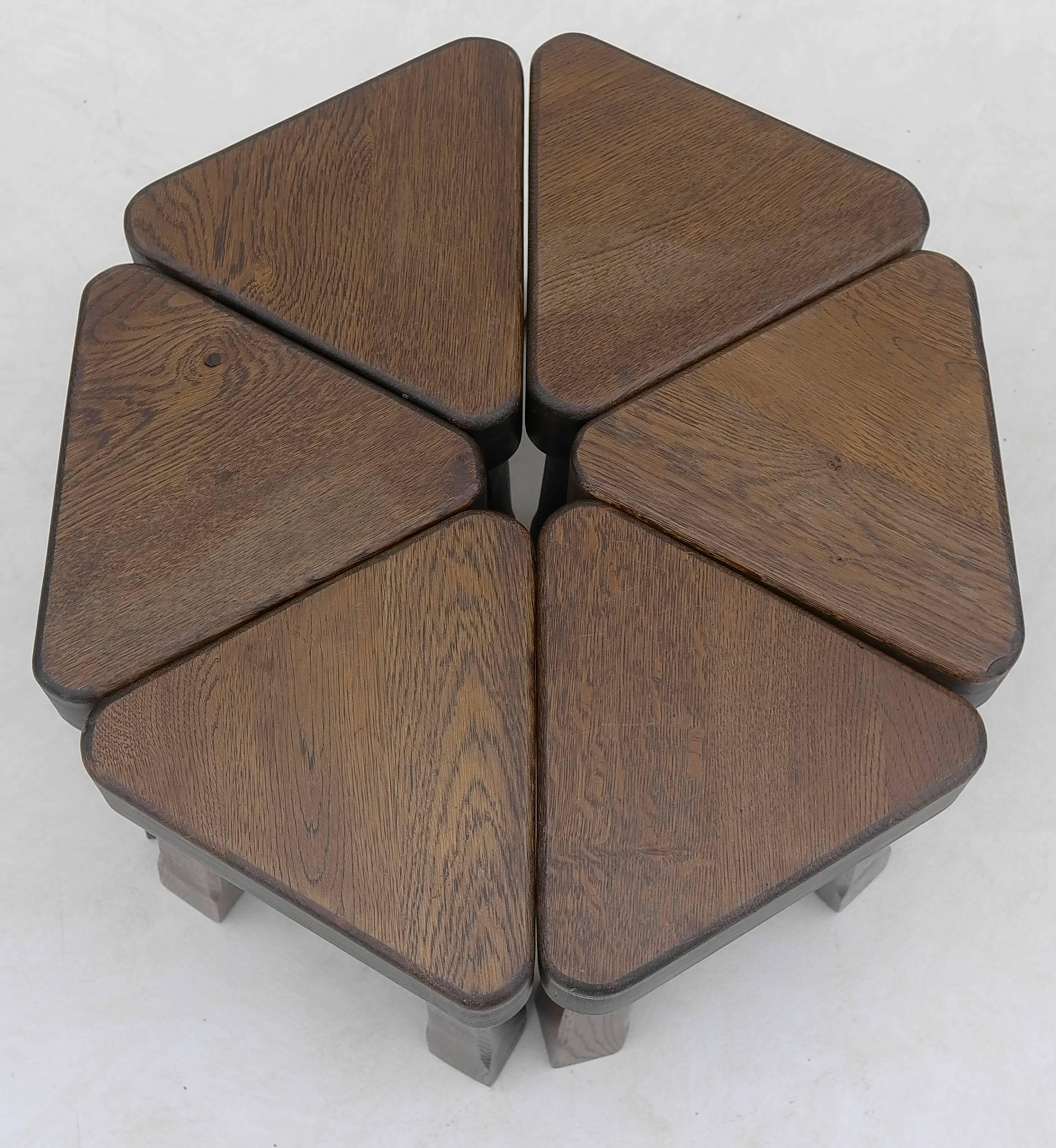 Mid-Century Modern Oak Sculptural Nesting Tables, 1960s For Sale