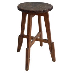 Rustic Atelier Craftsman Carpenter Stool, Mid-Century Modern , France 1940's