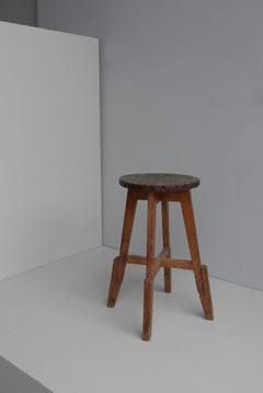 Rustic Atelier Craftsman Carpenter Stool, Mid-Century Modern , France 1940's