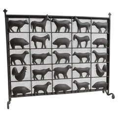 Wrought Iron Animal Fire Screen by Atelier Marolles, France, 1955