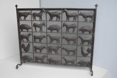 Wrought Iron Animal Fire Screen by Atelier Marolles, France, 1955