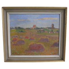 Axel Harald Hamborn, dipinto a olio su tela raffigurante un paesaggio, Skivarp, Svezia, anni '50