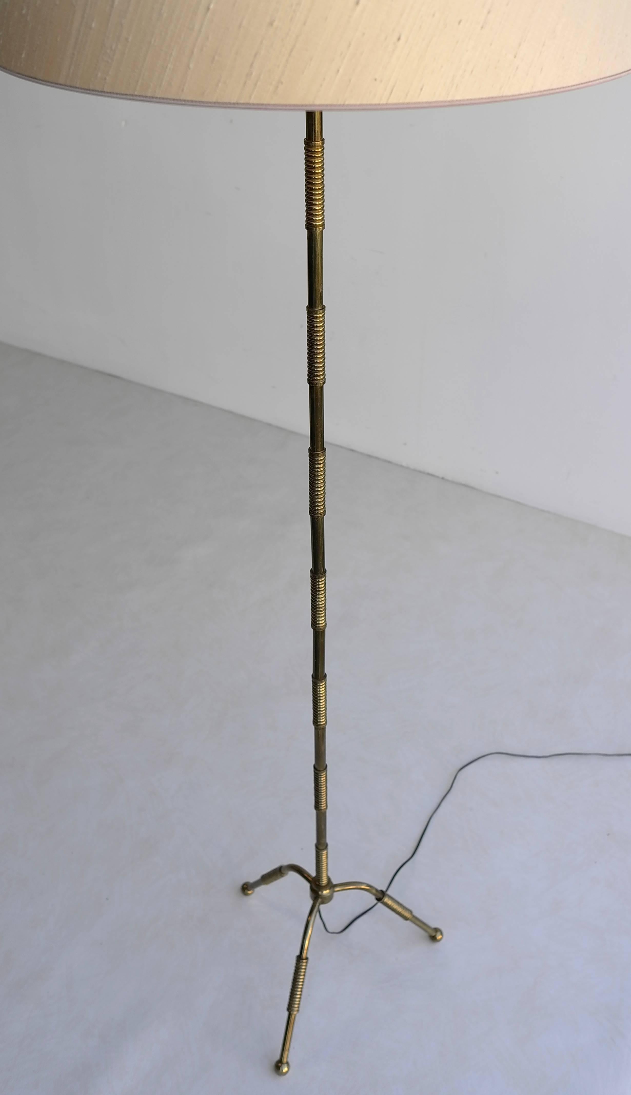 Mid-20th Century French Floor Lamp in Brass by Maison Bagues For Sale