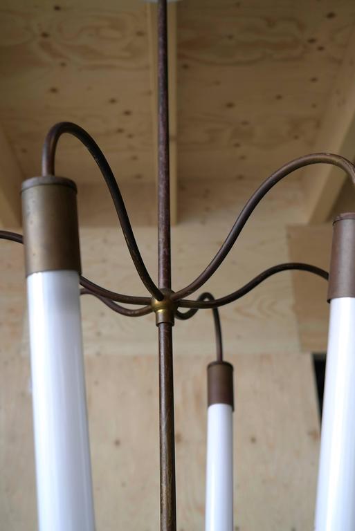 Pair of Large Tube Chandeliers in Brass, Germany, 1950s at 1stDibs