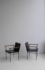 Paire de chaises d'appoint minimalistes à conception minimaliste, France, années 1950