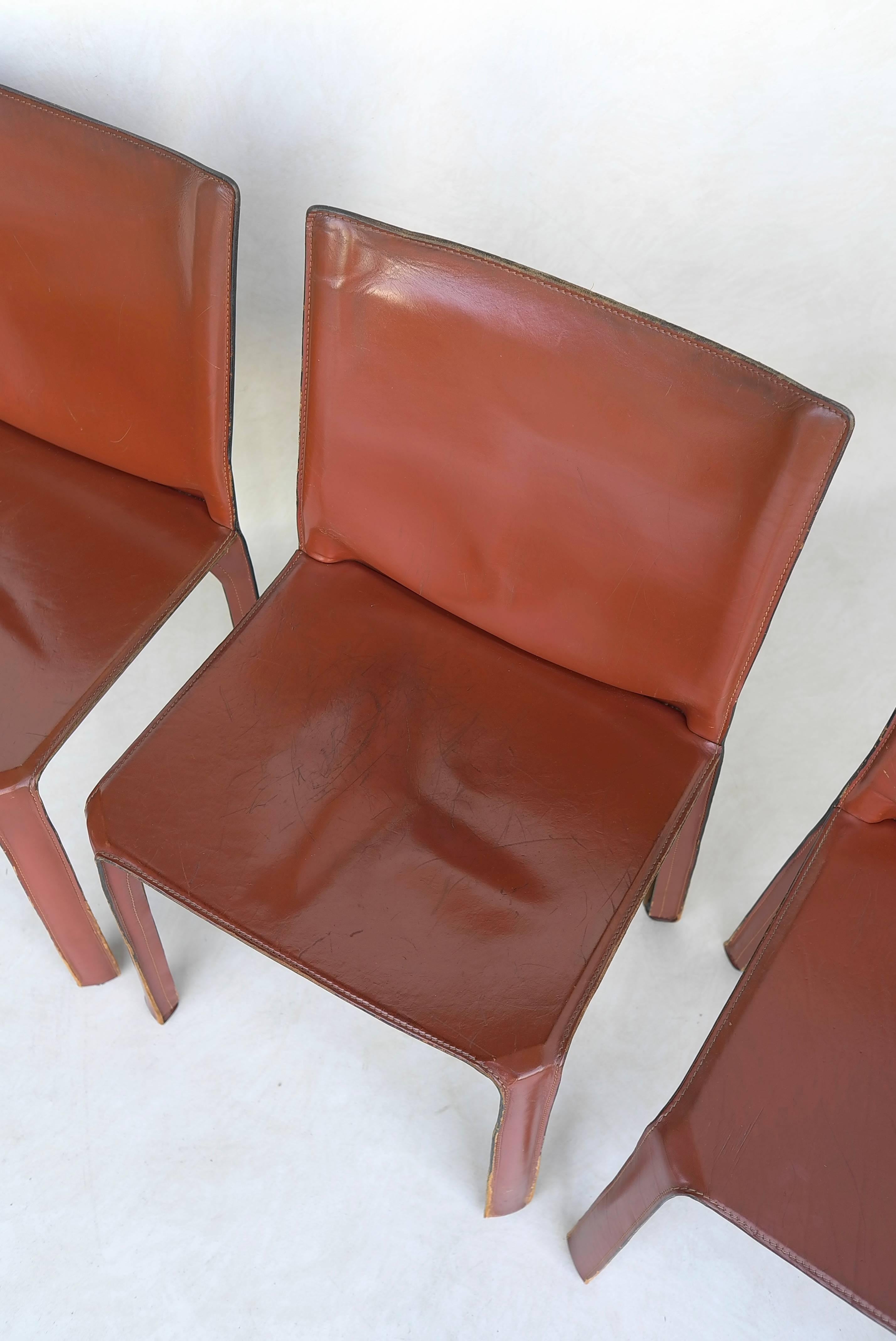 Mid-Century Modern Four Cab Dining Chairs by Mario Bellini for Cassina