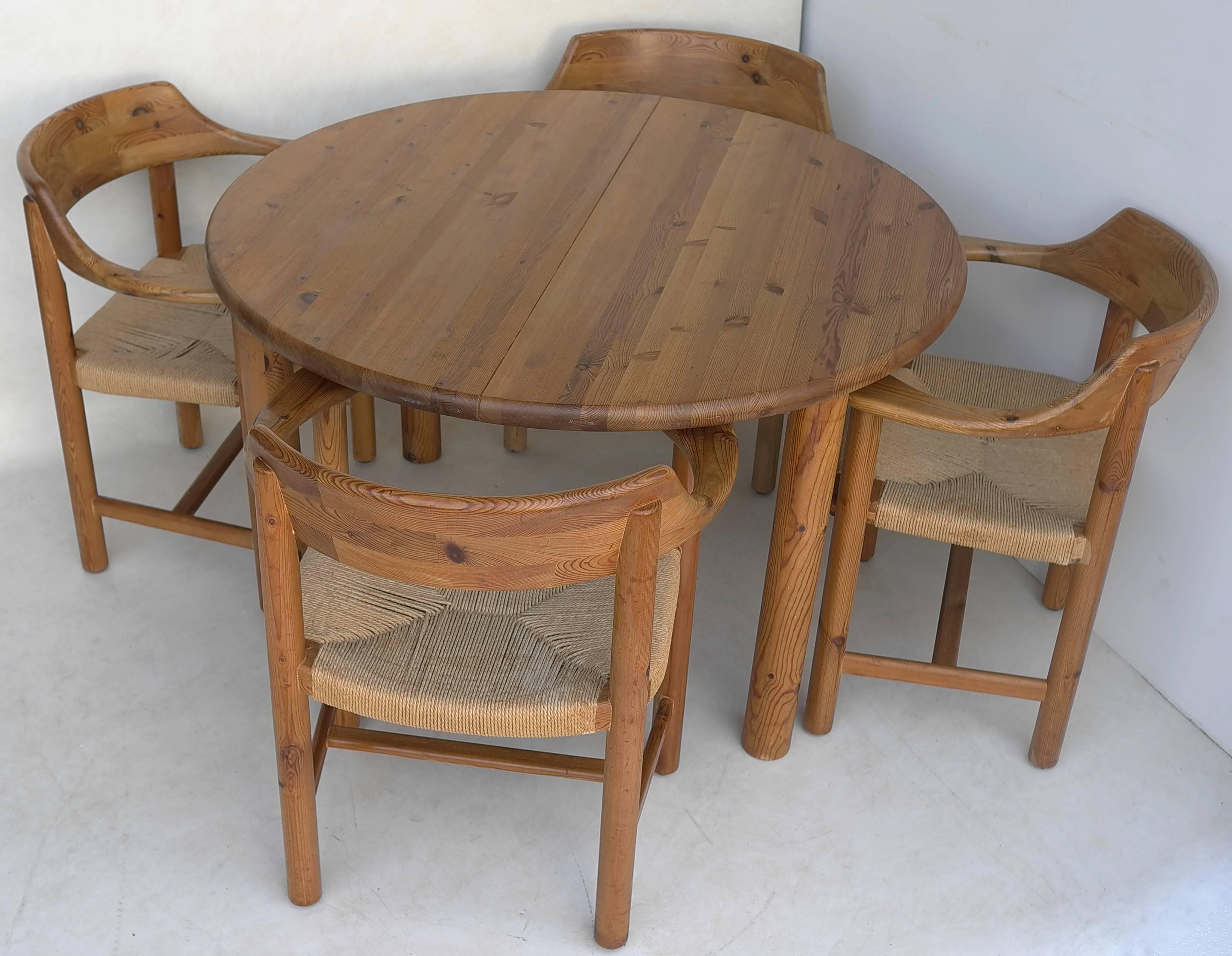 Danish Rainer Daumiller Dining Set in Pinewood with Papercord Seats