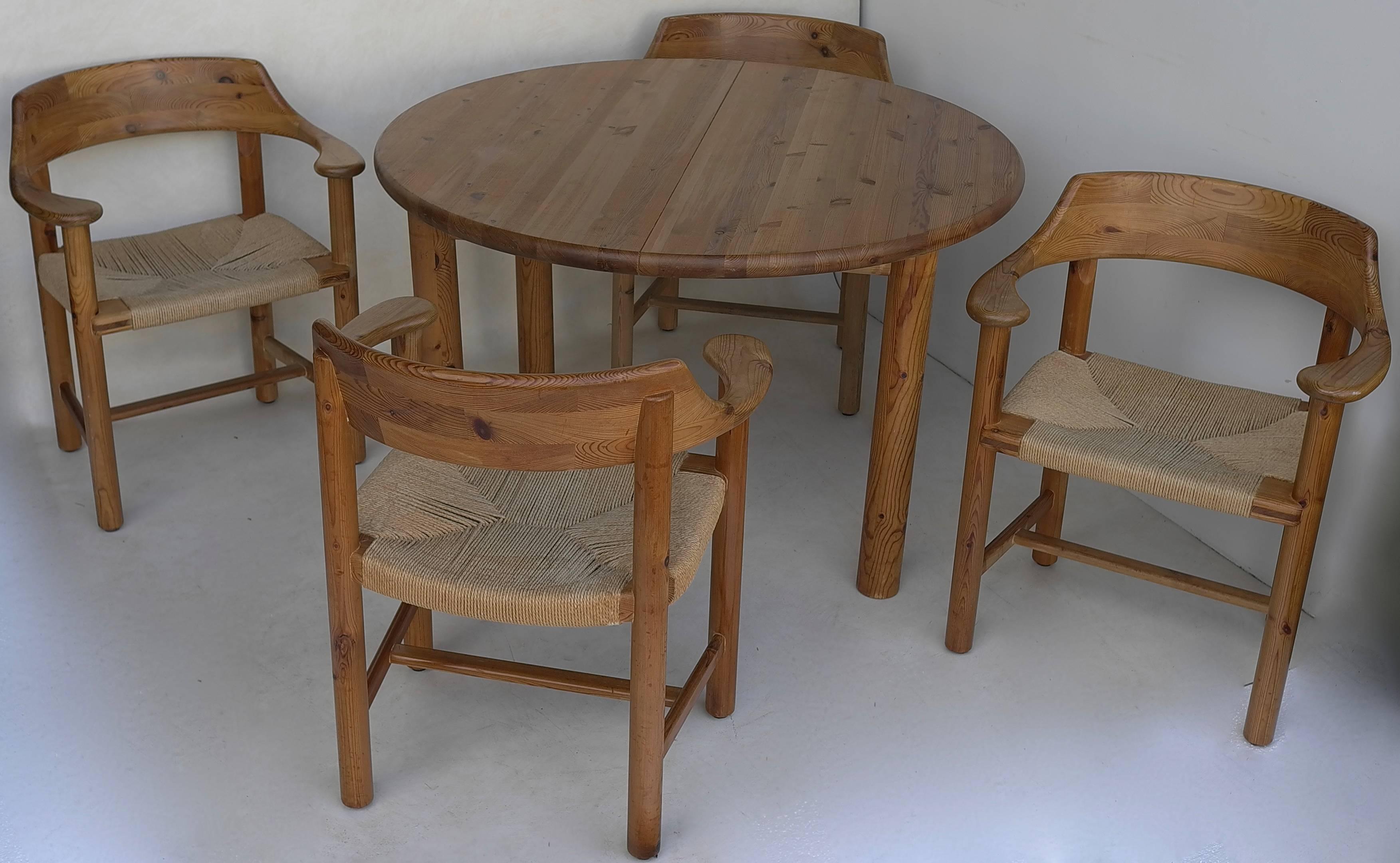Rainer Daumiller Dining Set in Pinewood with Papercord Seats In Excellent Condition In Den Haag, NL