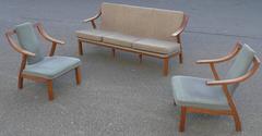 Organic three-seat Sofa with Two Armchairs, Japan 1965