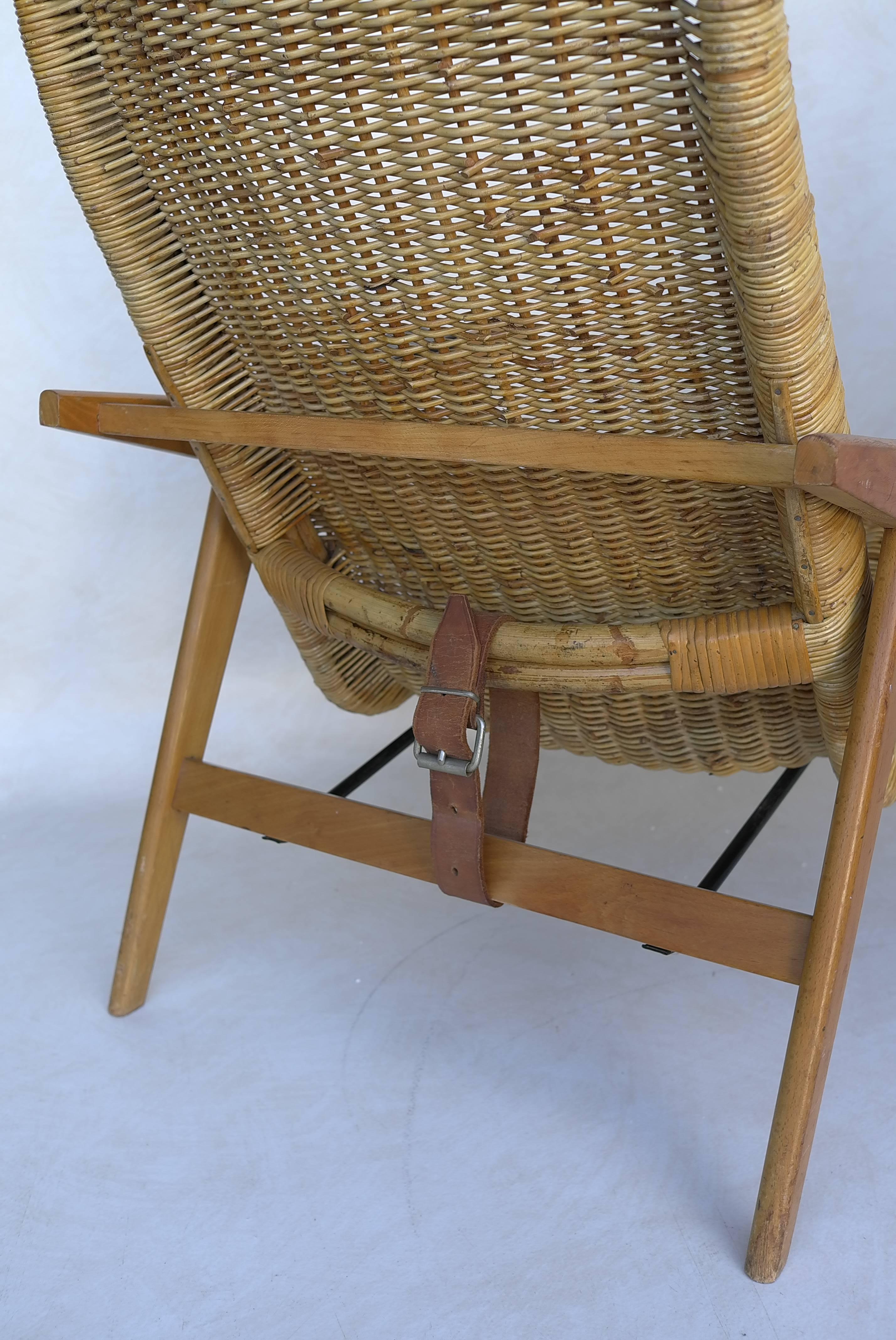 20th Century Rare Set of Dirk Van Sliedregt Rattan Lounge Chairs For Sale