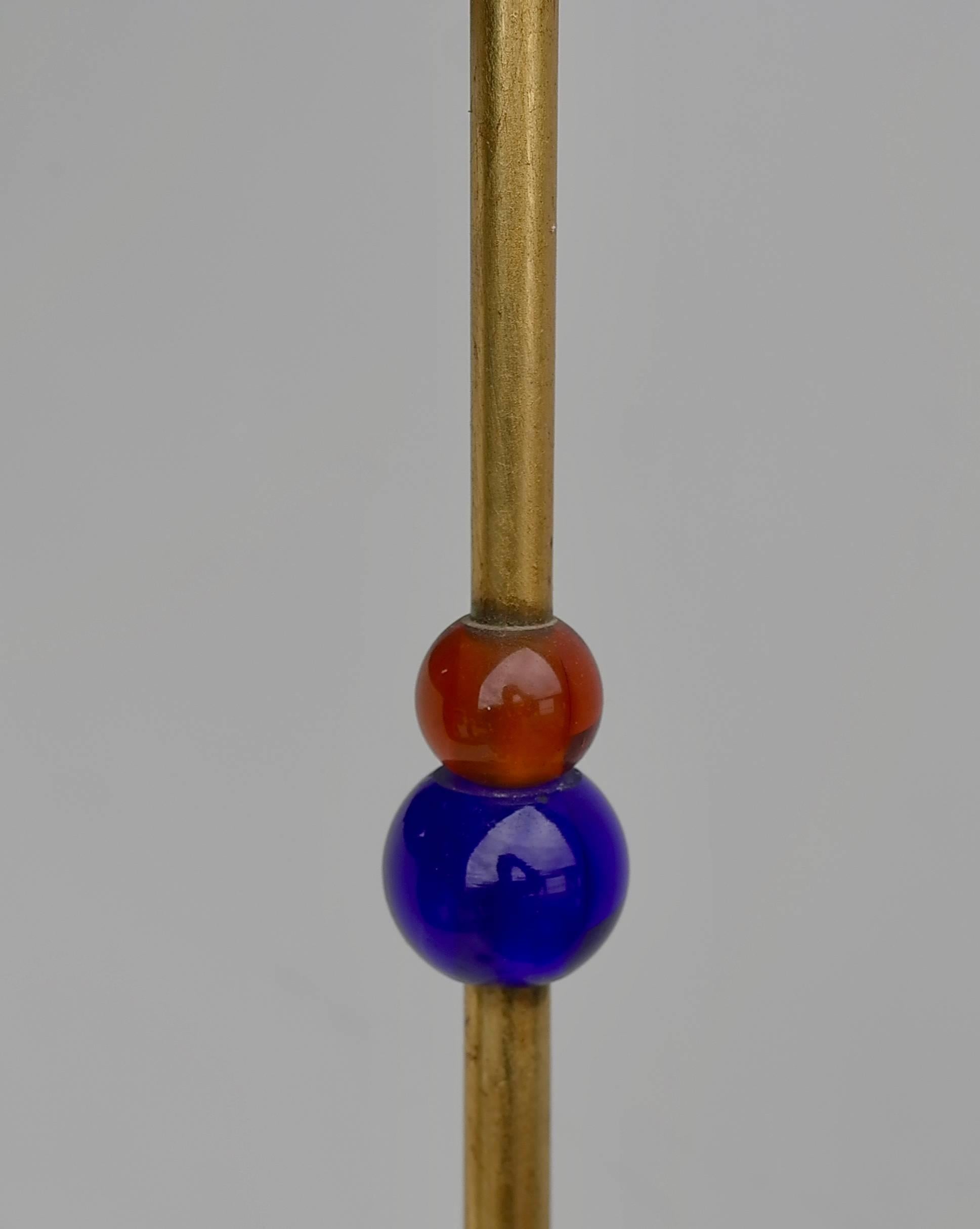 Floor Lamp in Gilded Gold with Colored Glass Beads For Sale 2