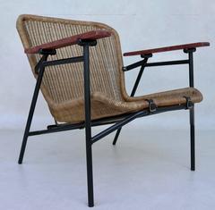 Rare dirk van Sliedregt Armchair in Rattan and Steel