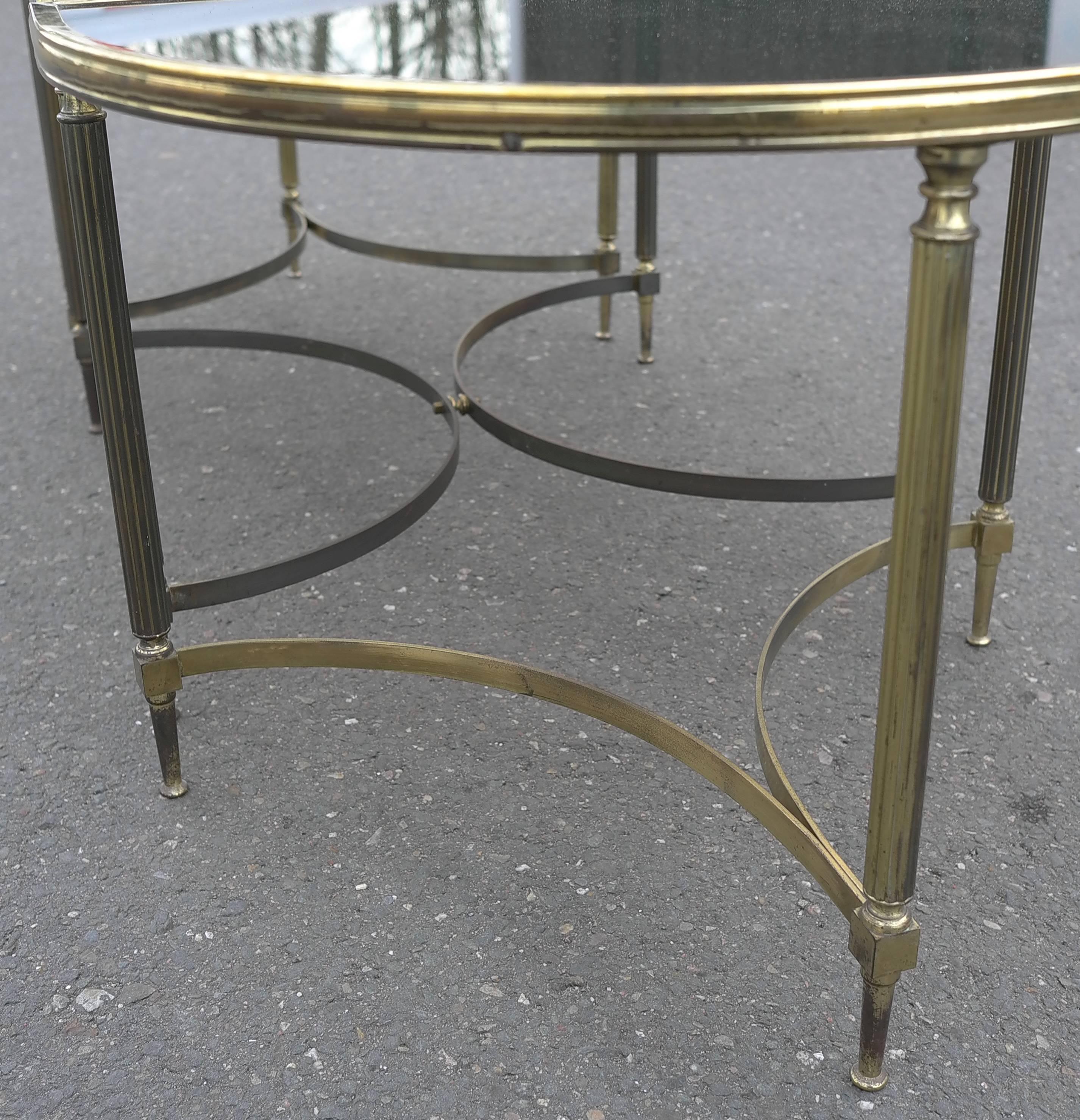 Mid-Century Modern French Maison Jansen Three-Piece Cocktail Table in Brass