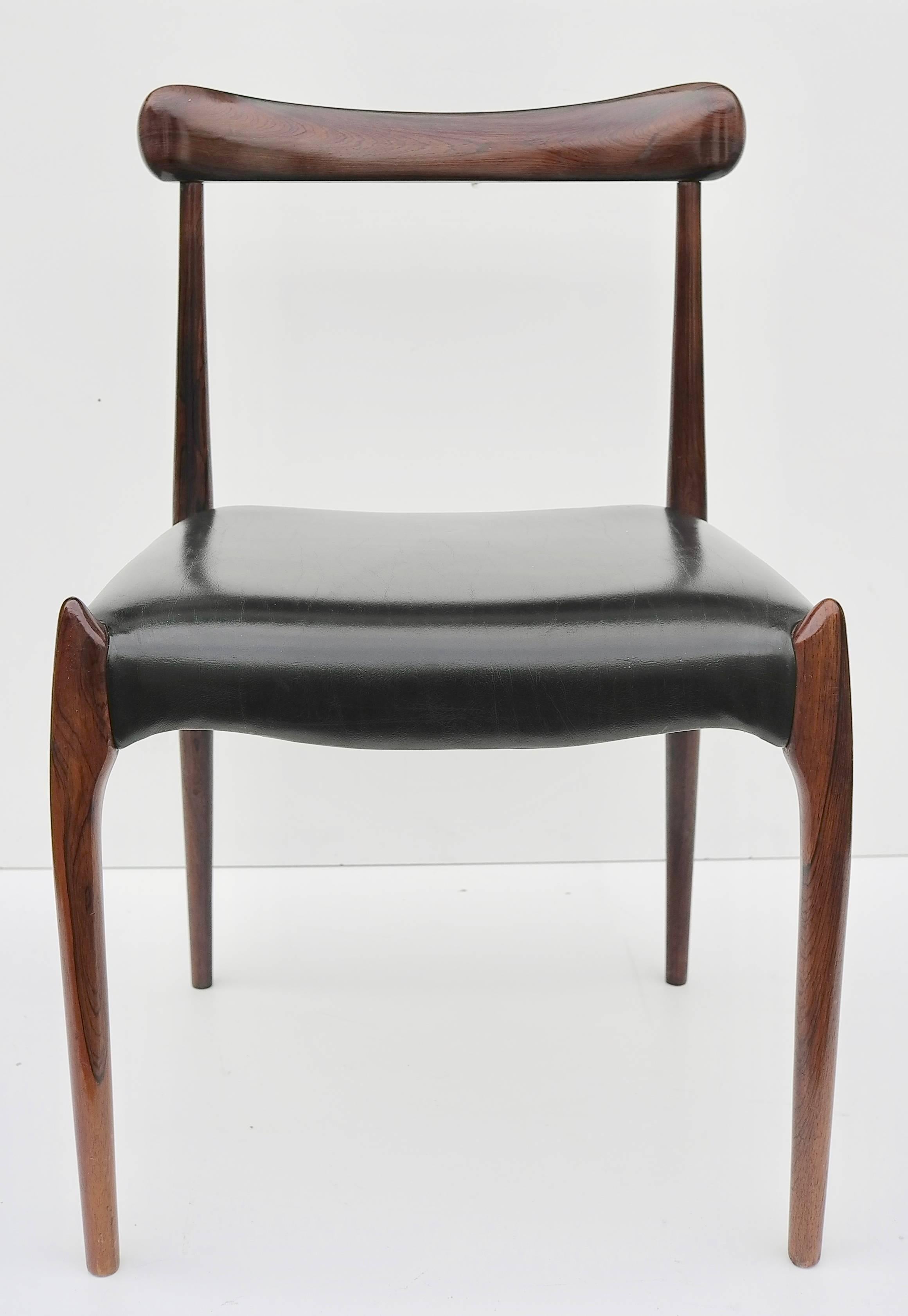 Mid-Century Modern Set of Eight Danish Organic Dining Chairs in Solid Rosewood