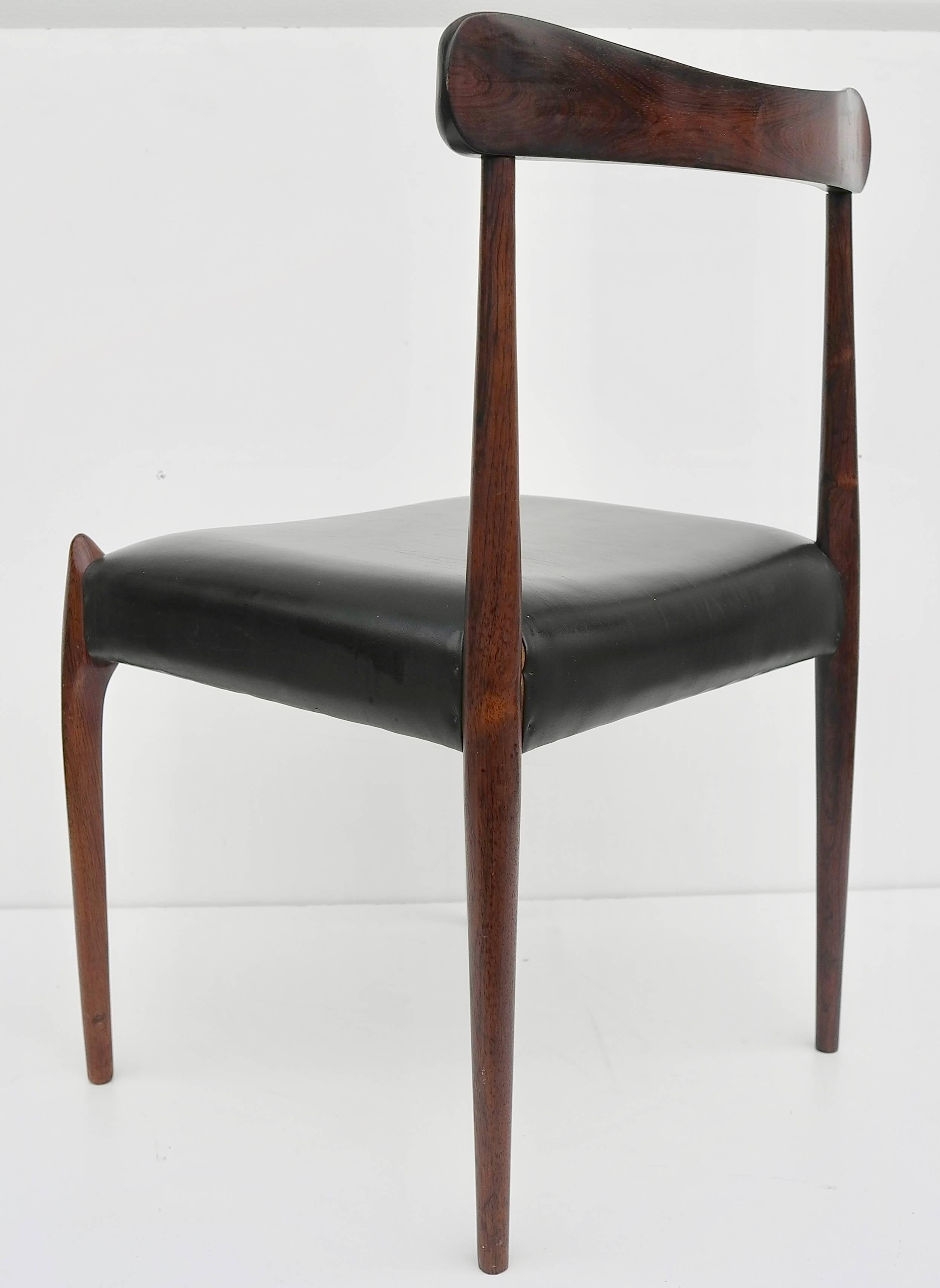 Set of Eight Danish Organic Dining Chairs in Solid Rosewood 1