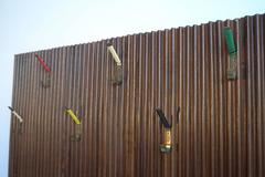 Large Italian Wall-Mounted Coat Rack with Colored Hooks in Brass