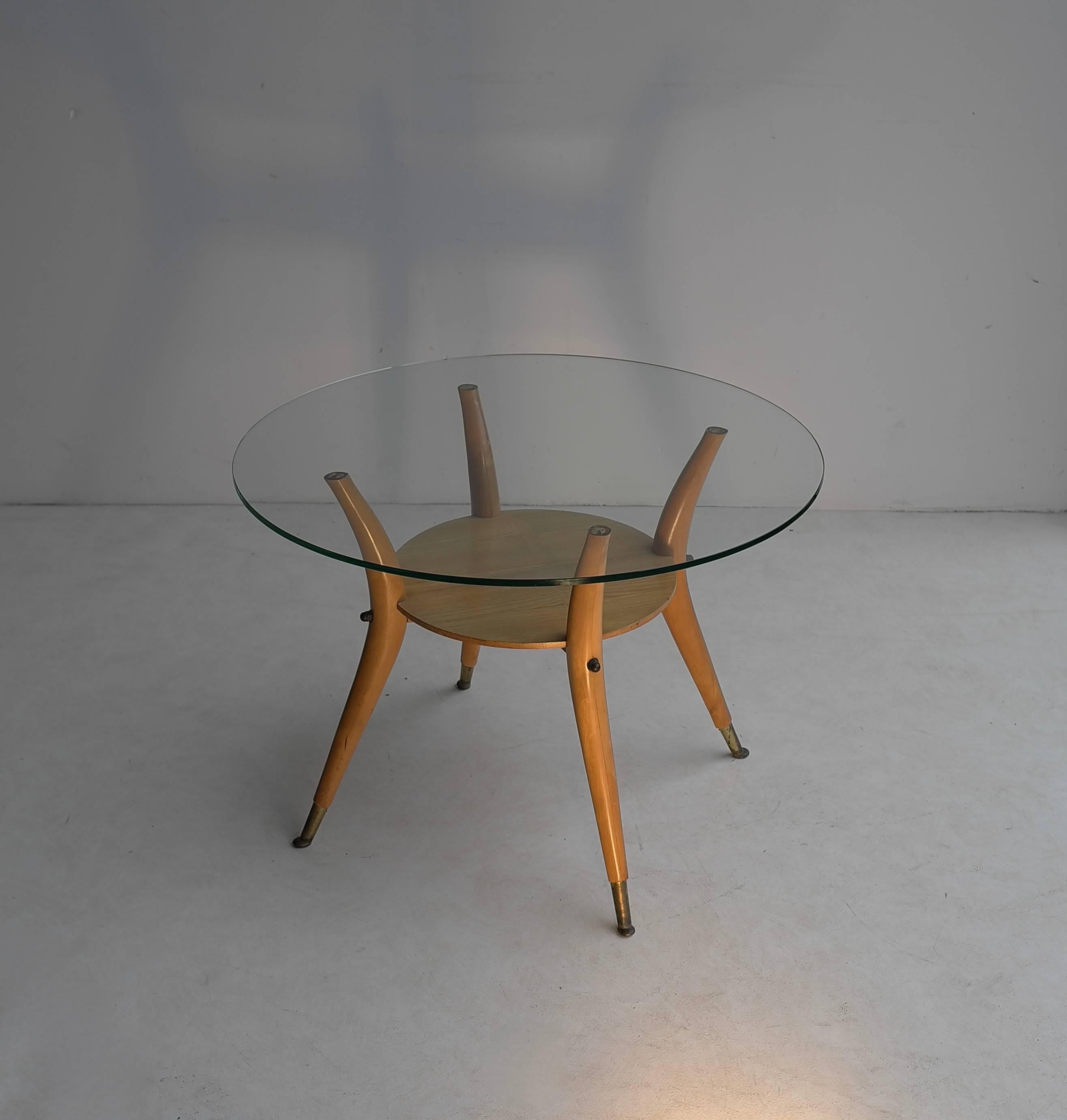Brass Italian 1950s Side Table in Style of Gio Ponti