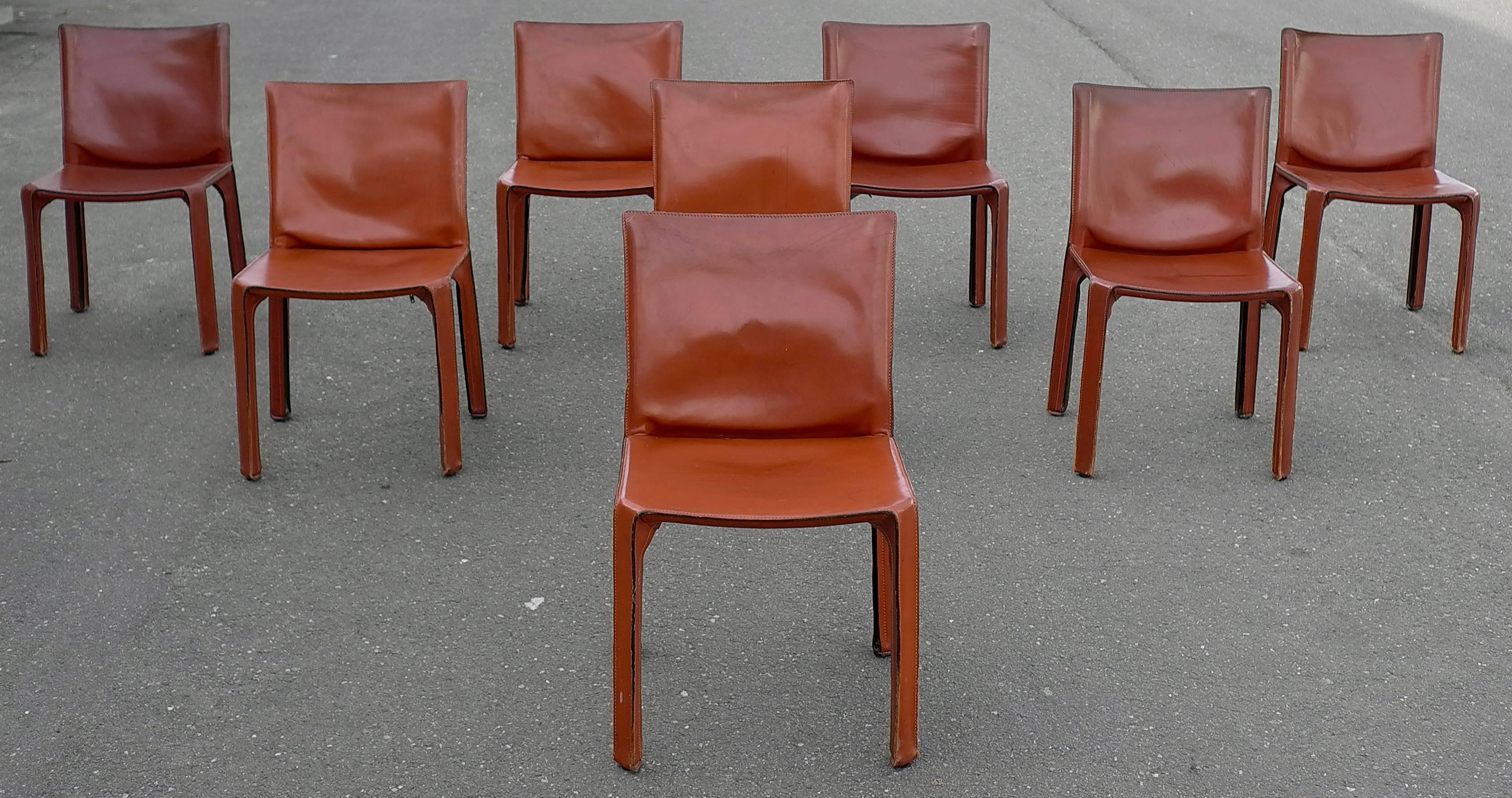 Mid-Century Modern Set of Eight Cab Dining Chairs by Mario Bellini for Cassina