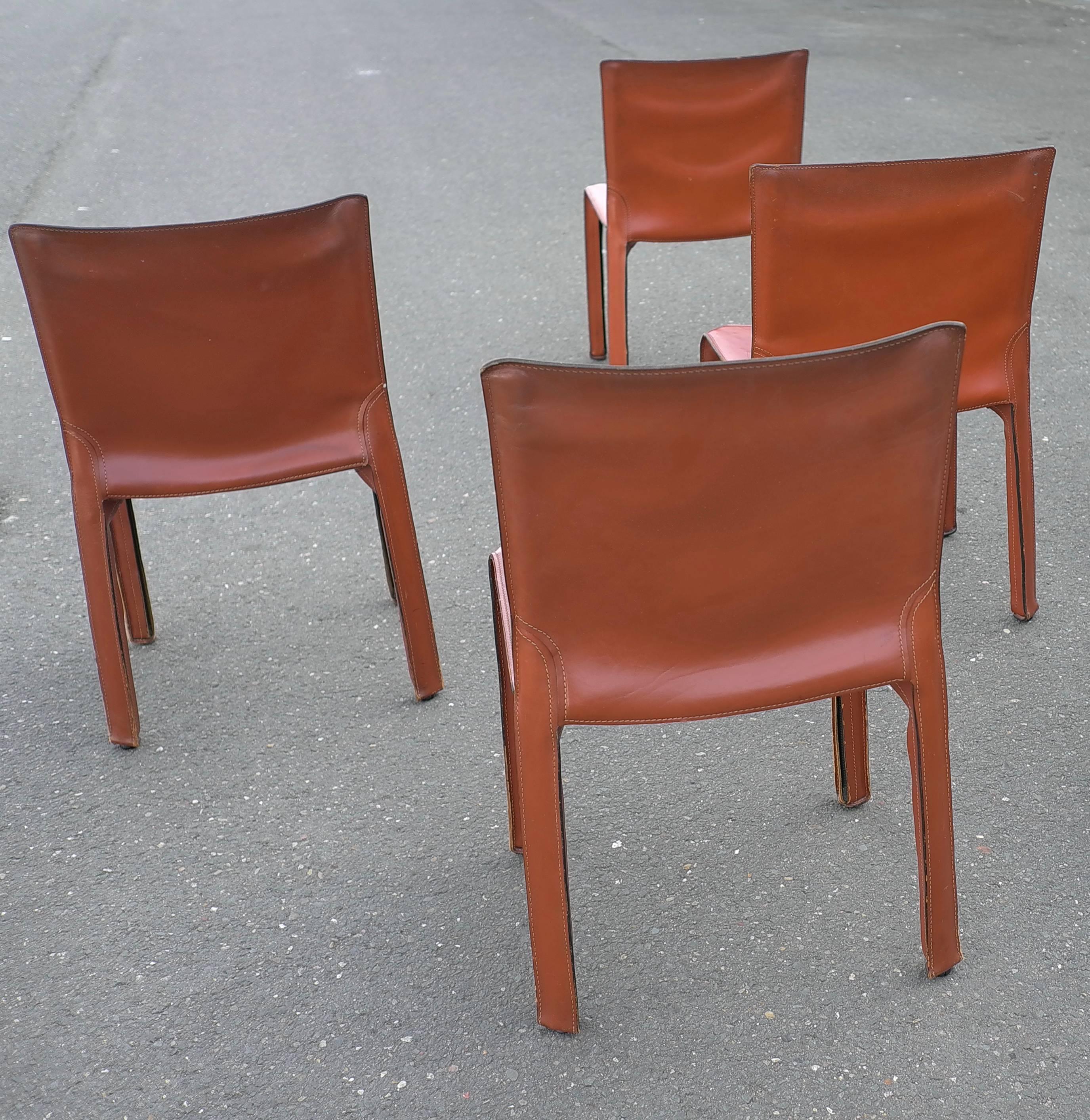 Set of Eight Cab Dining Chairs by Mario Bellini for Cassina In Good Condition In Den Haag, NL