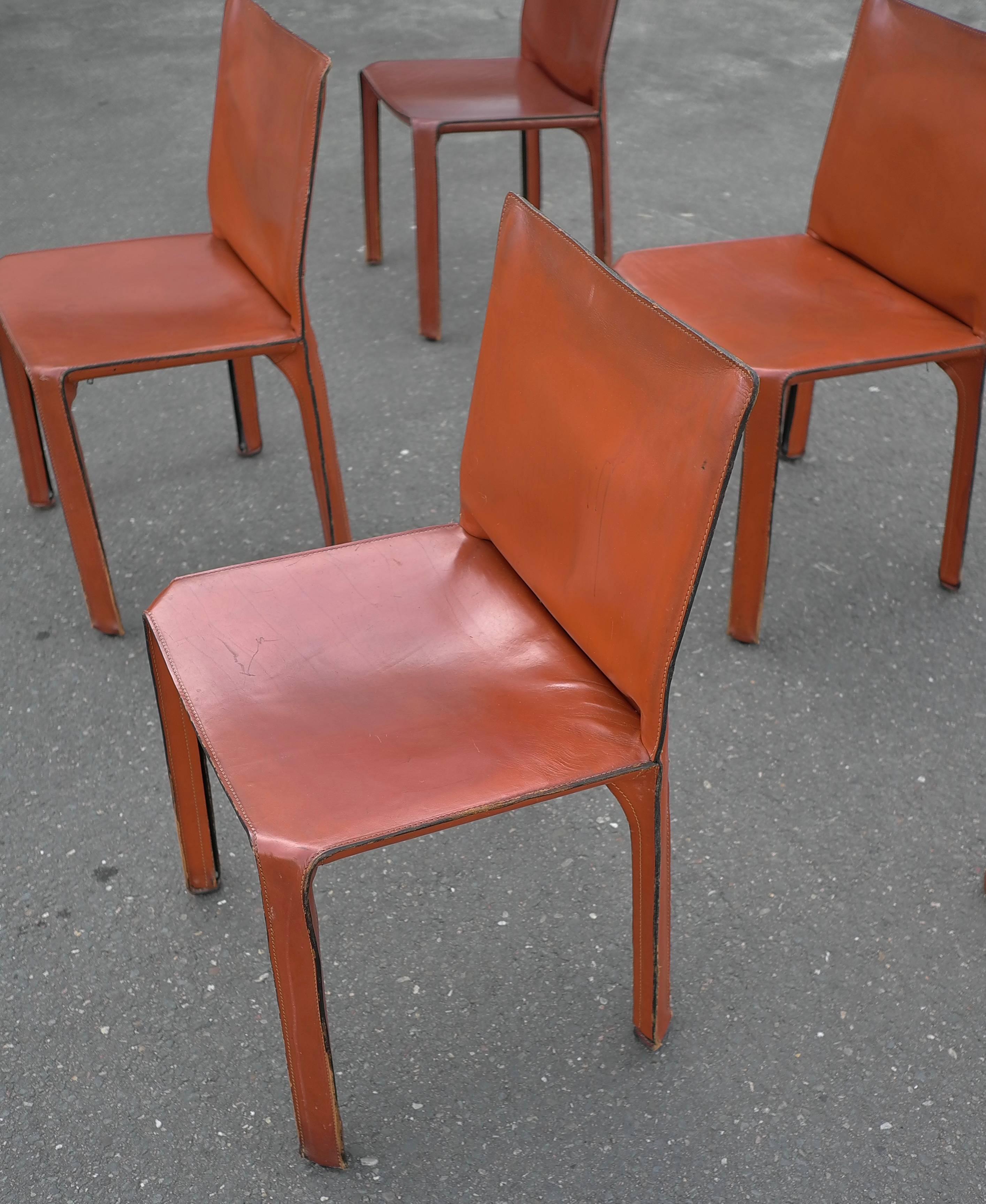 20th Century Set of Eight Cab Dining Chairs by Mario Bellini for Cassina