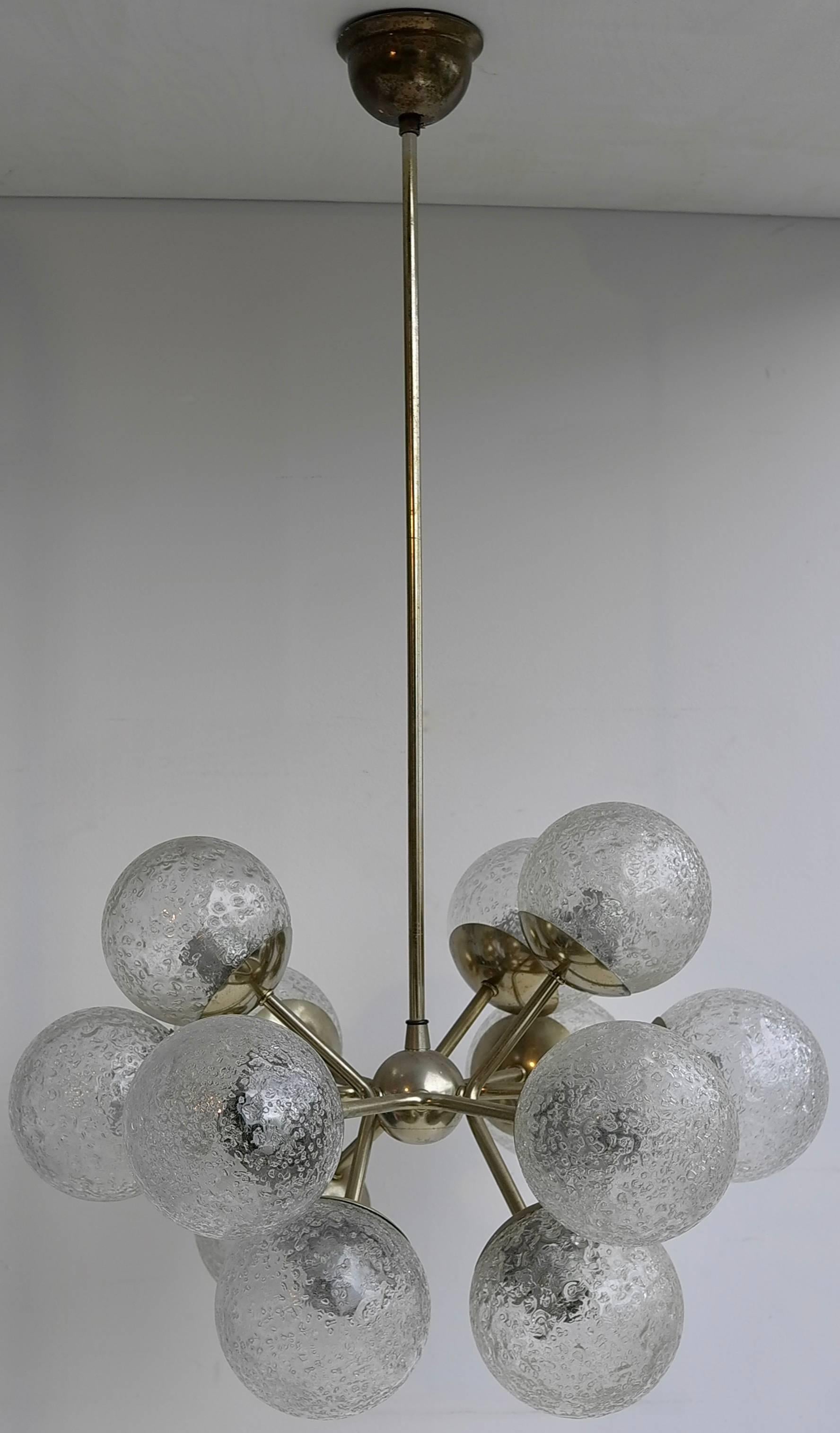 Belgian Sputnik Chandelier in Brass with Glass Balls, 1960s