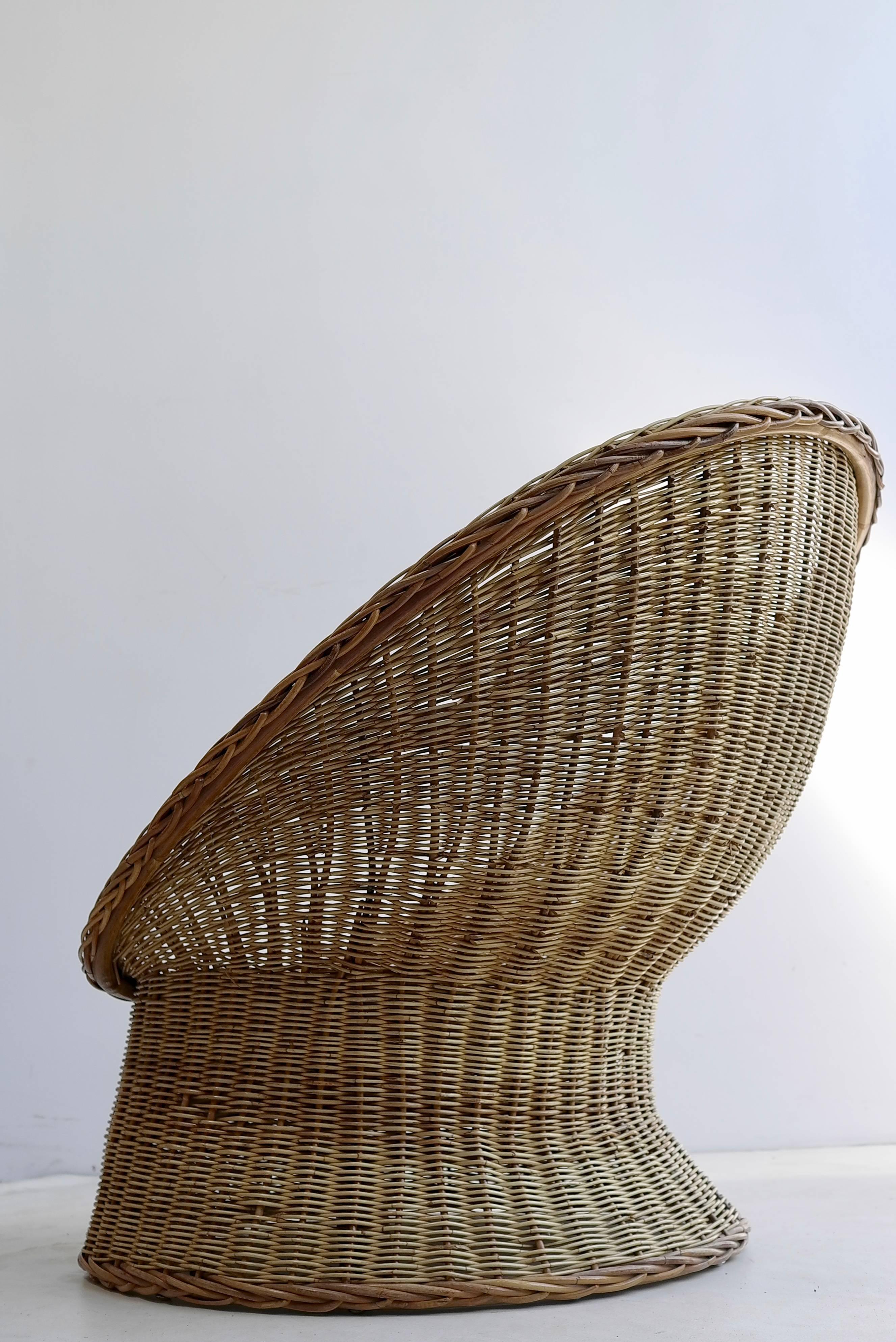 Mid-Century Modern Rare Wicker Egg Shaped Armchair by Wim Den Boon, Holland, 1952 For Sale