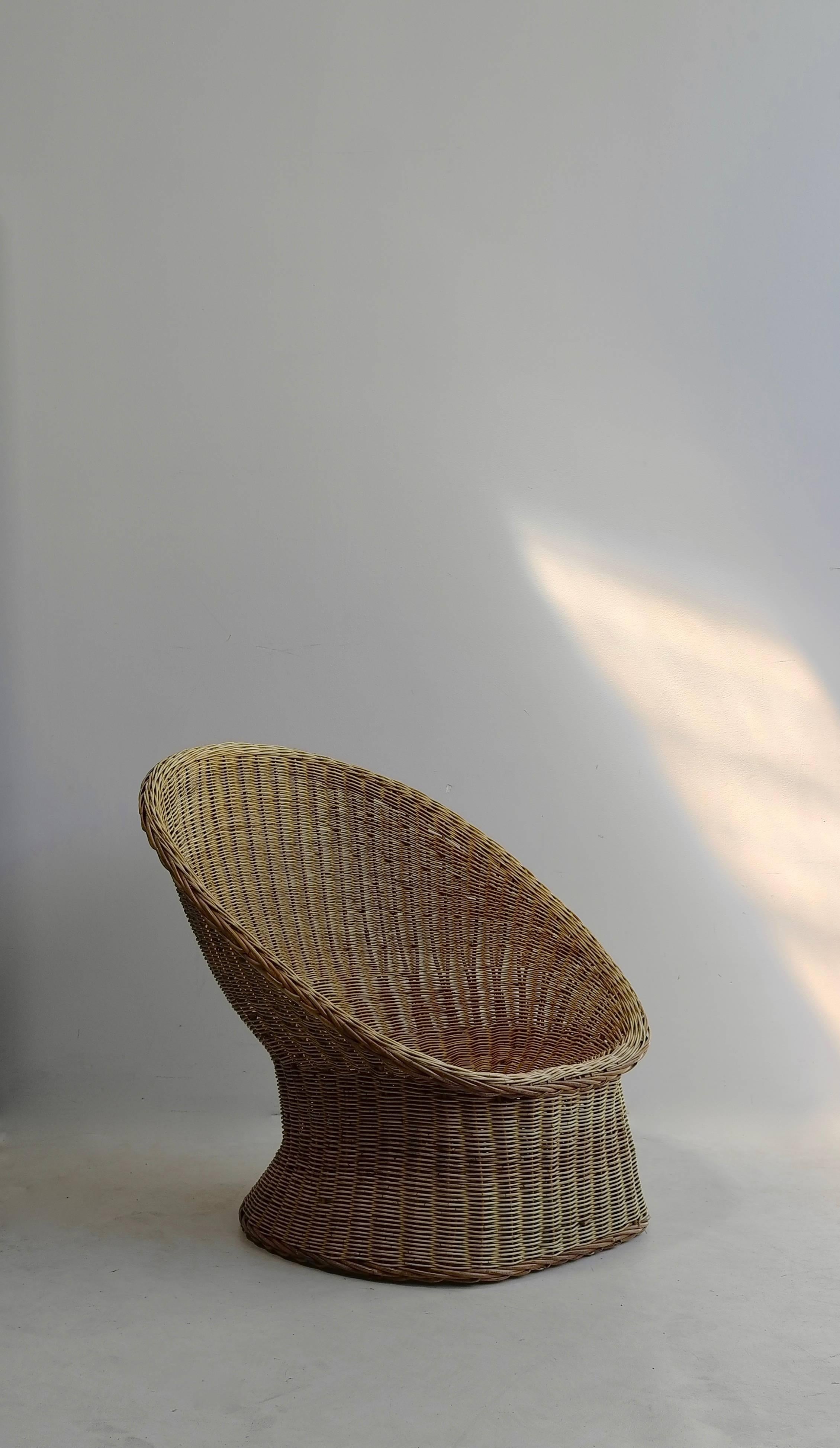 Rare Wicker Egg Shaped Armchair by Wim Den Boon, Holland, 1952 In Excellent Condition For Sale In Den Haag, NL