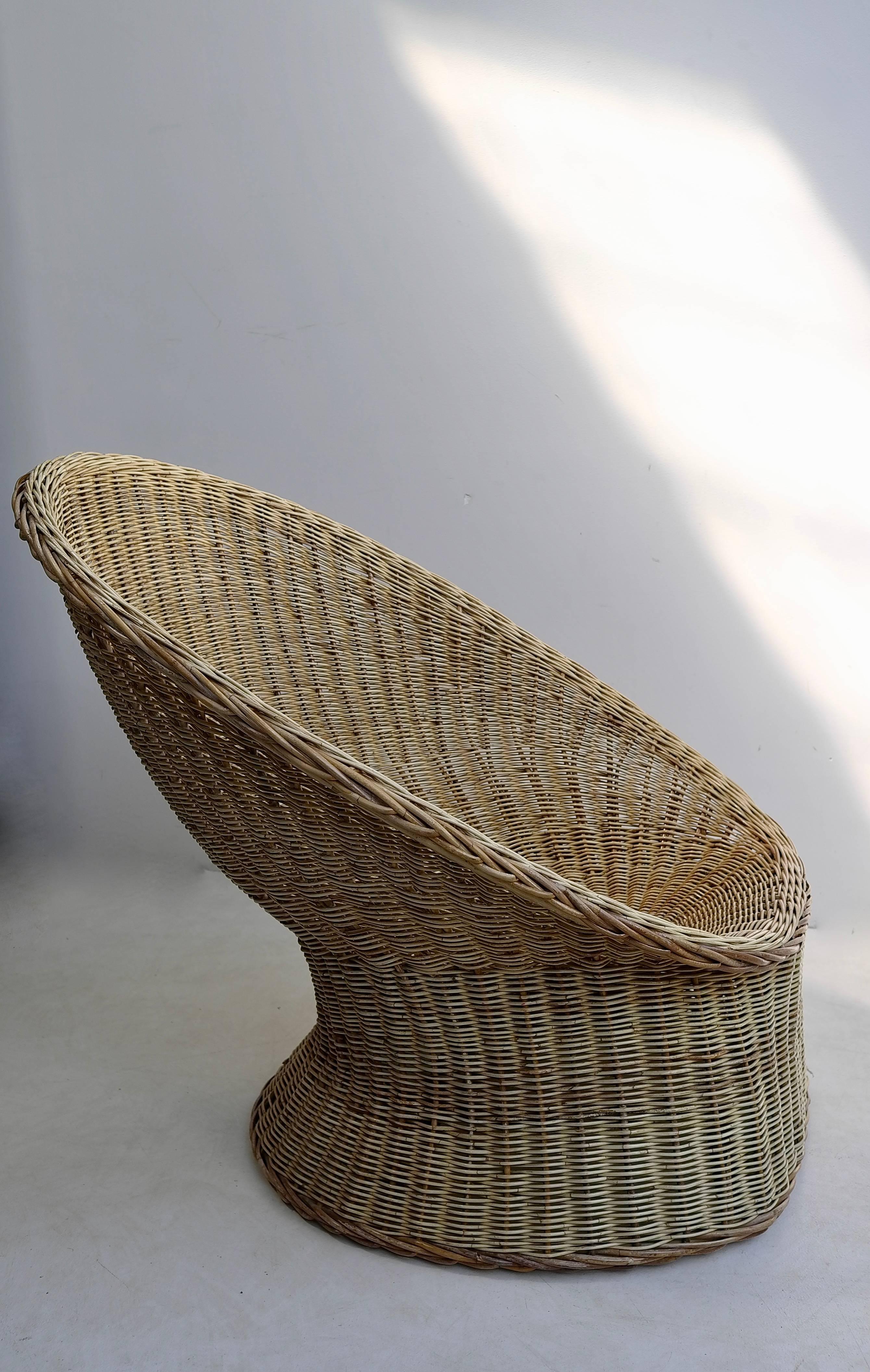 Mid-20th Century Rare Wicker Egg Shaped Armchair by Wim Den Boon, Holland, 1952 For Sale