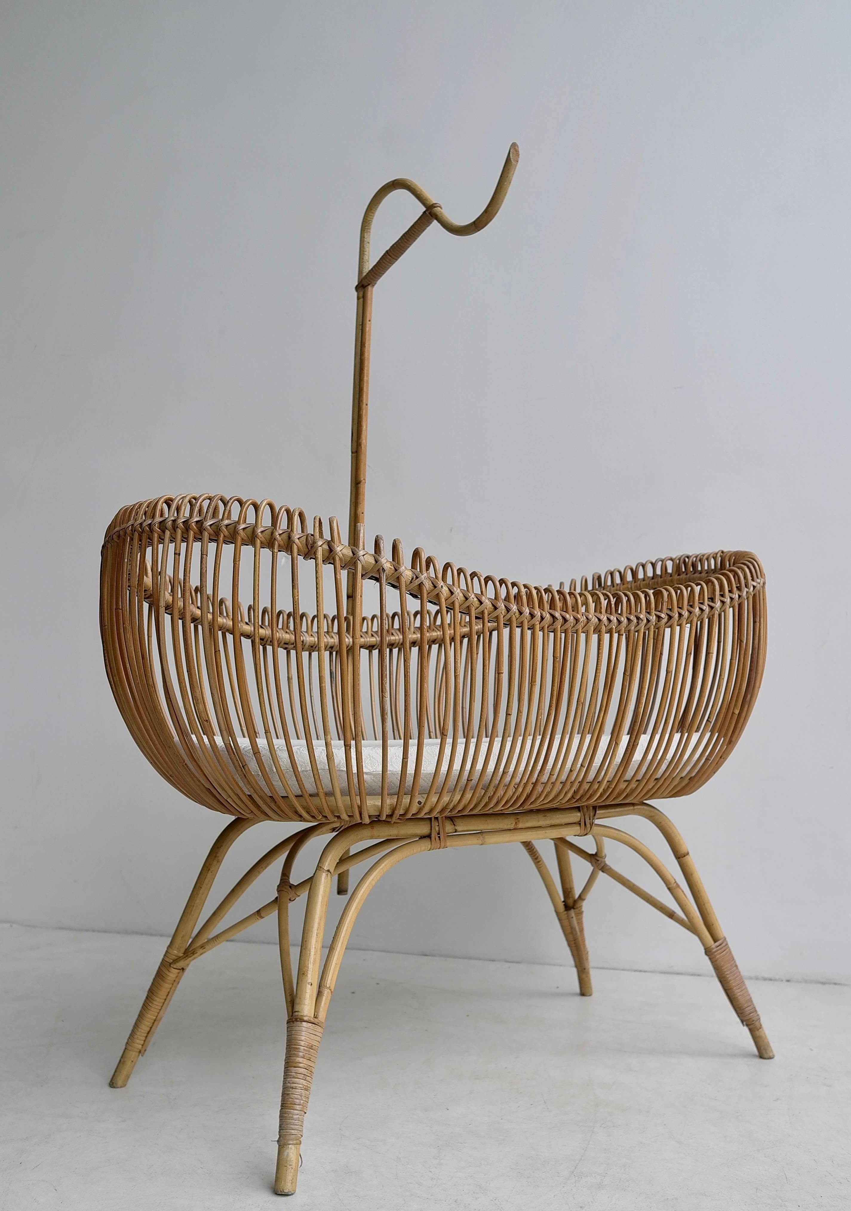 Bamboo Cradle in style of Franco Albini, Italy, 1950s.