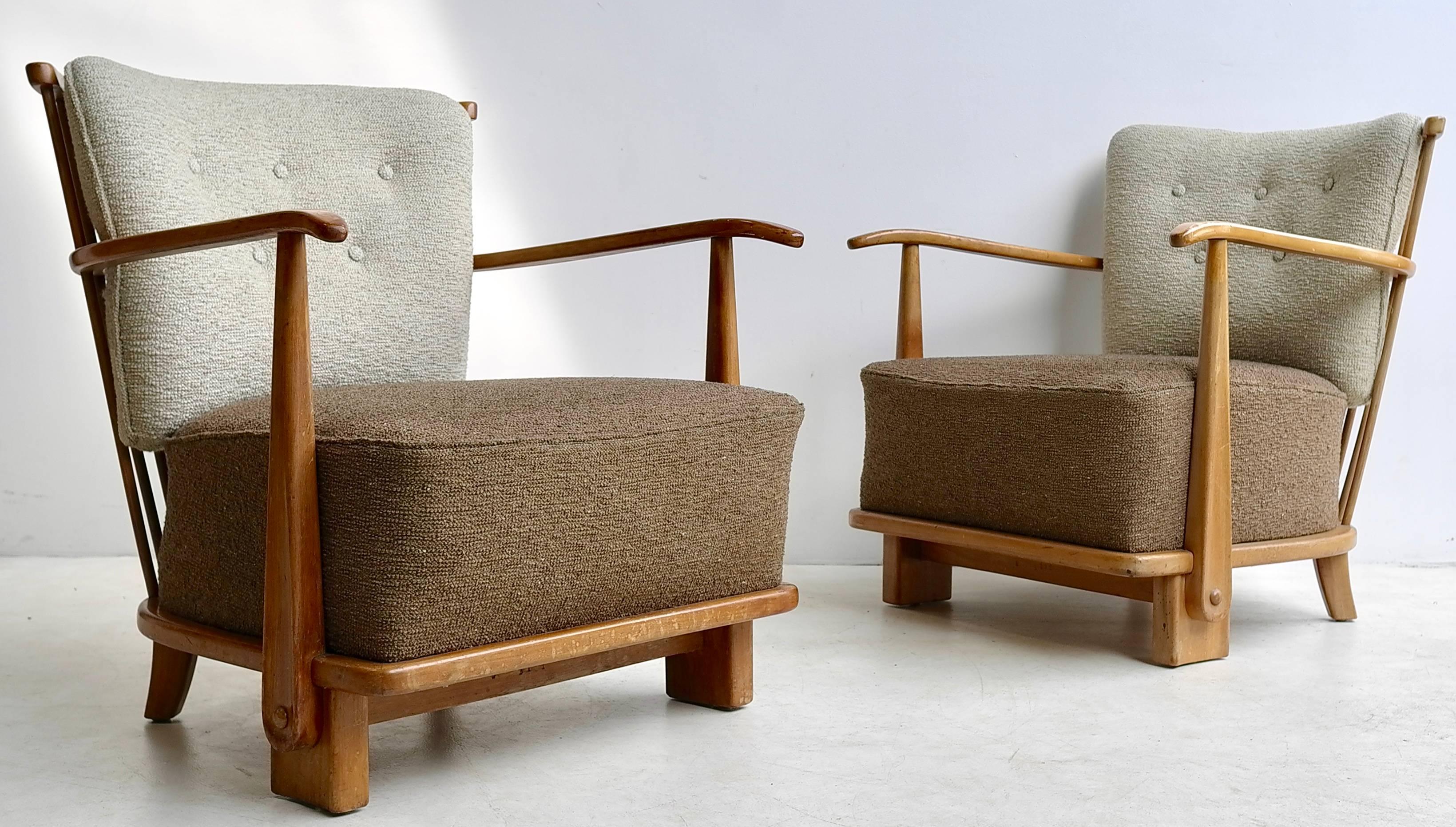 Wood Rare Pair of Organic lounge chairs by Theo Ruth for Artifort, Early 1950s