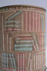 Wastebasket in Style of Piero Fornasetti, Lucari 1950s in Library Fabric