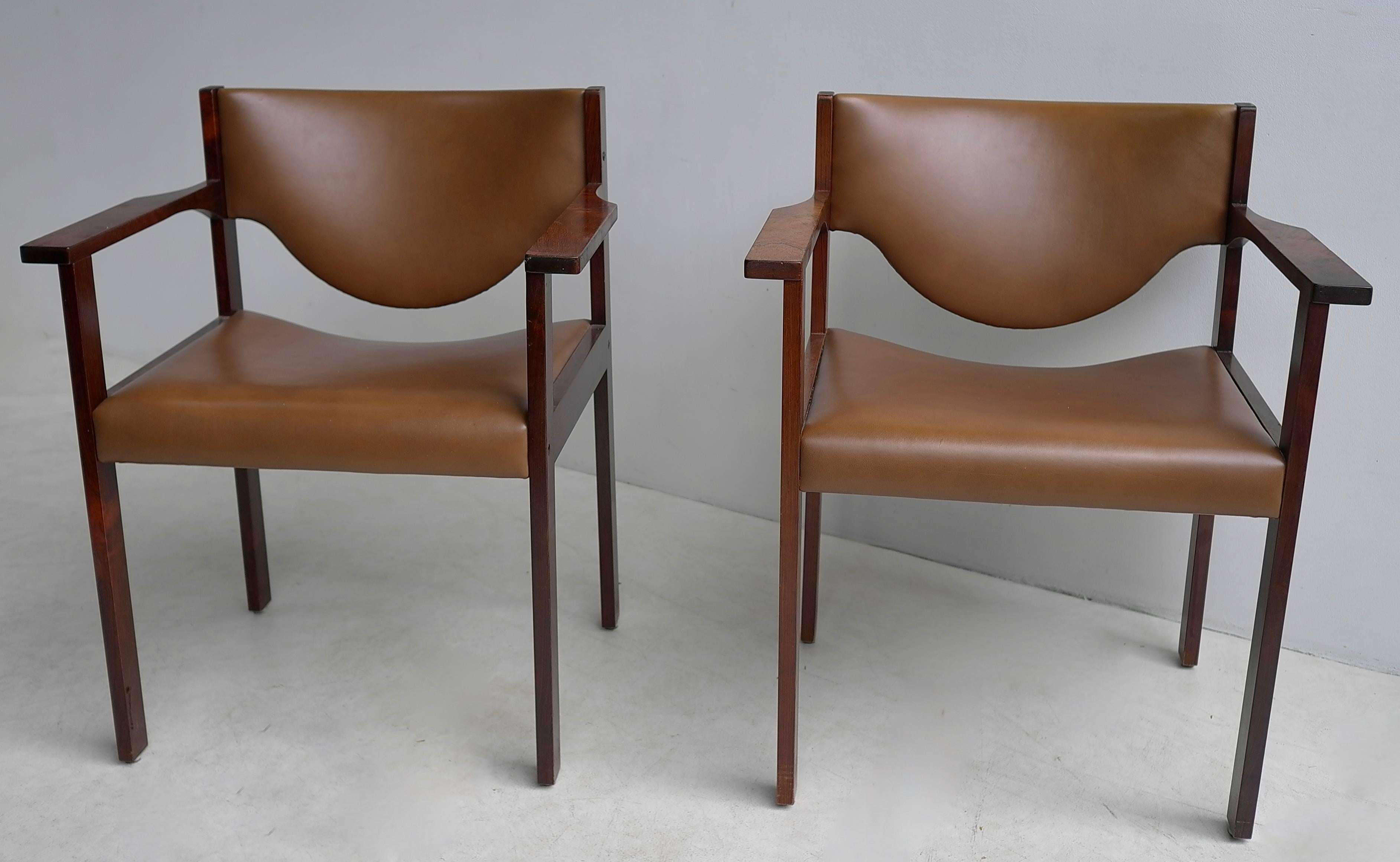 Mid-Century Modern Pair of Danish Desk Chairs in Rosewood and Cognac Leather