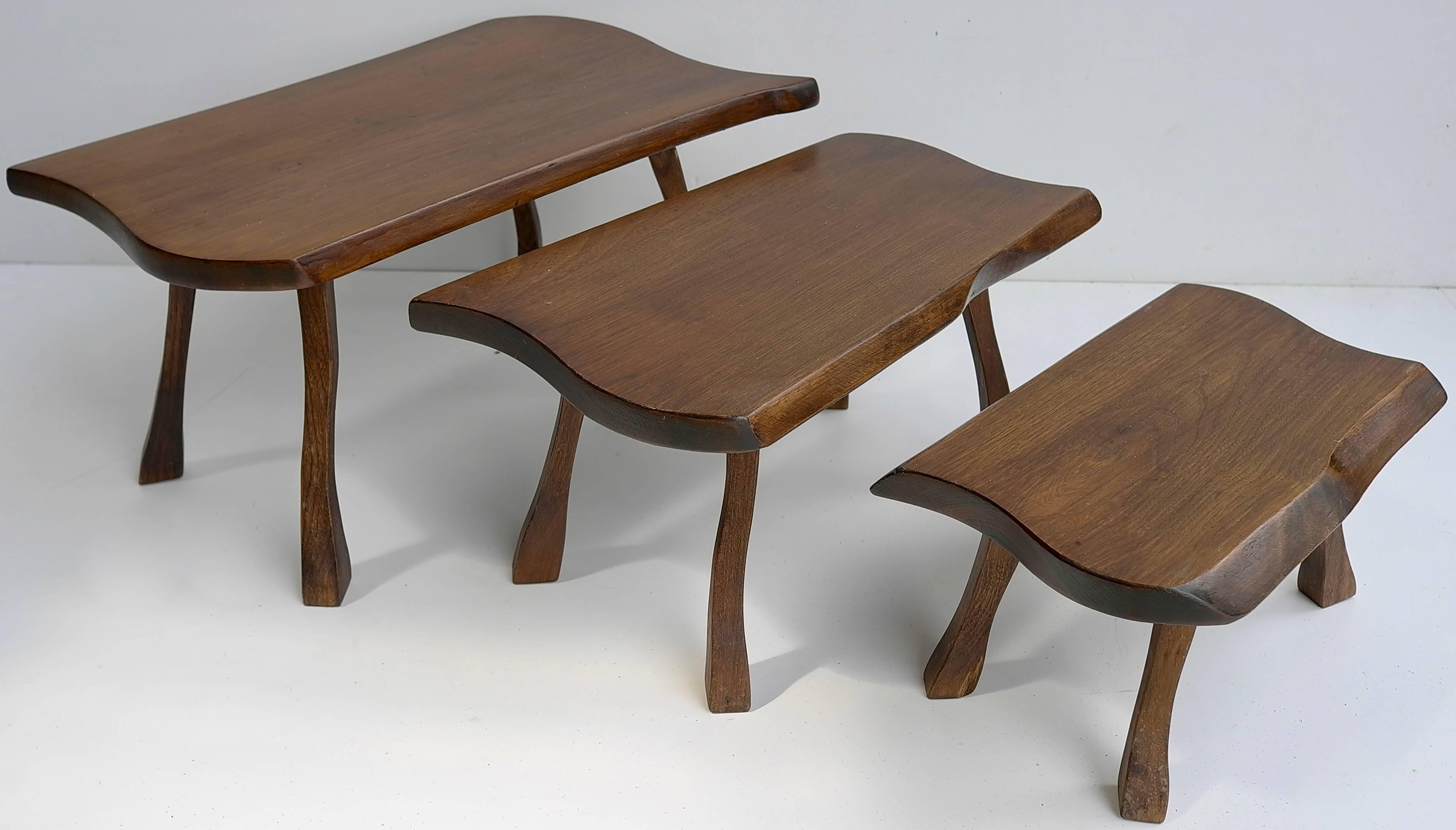 Mid-Century Modern Organic Mid-Century modern Wooden Side Tables, circa 1960's For Sale