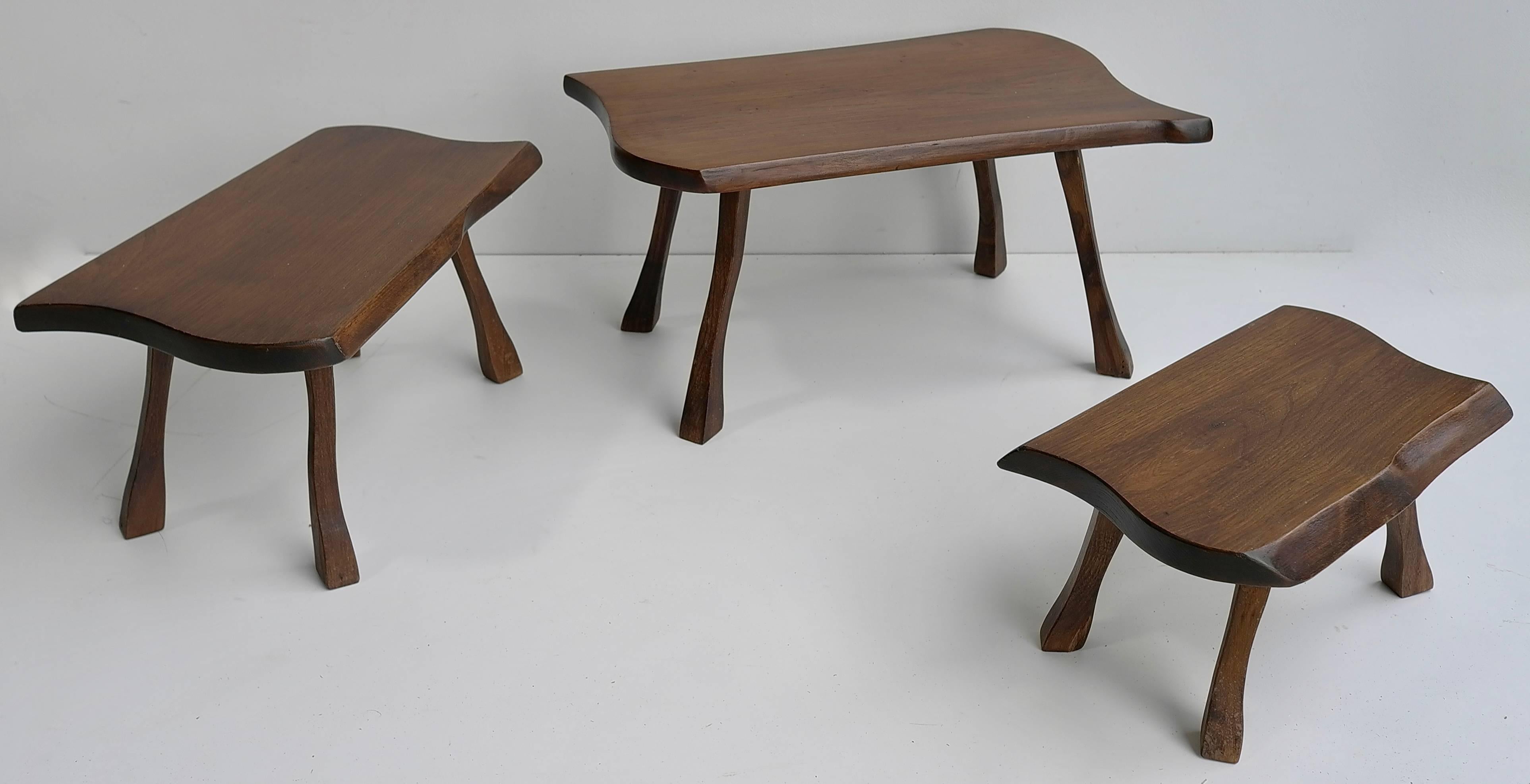 European Organic Mid-Century modern Wooden Side Tables, circa 1960's For Sale