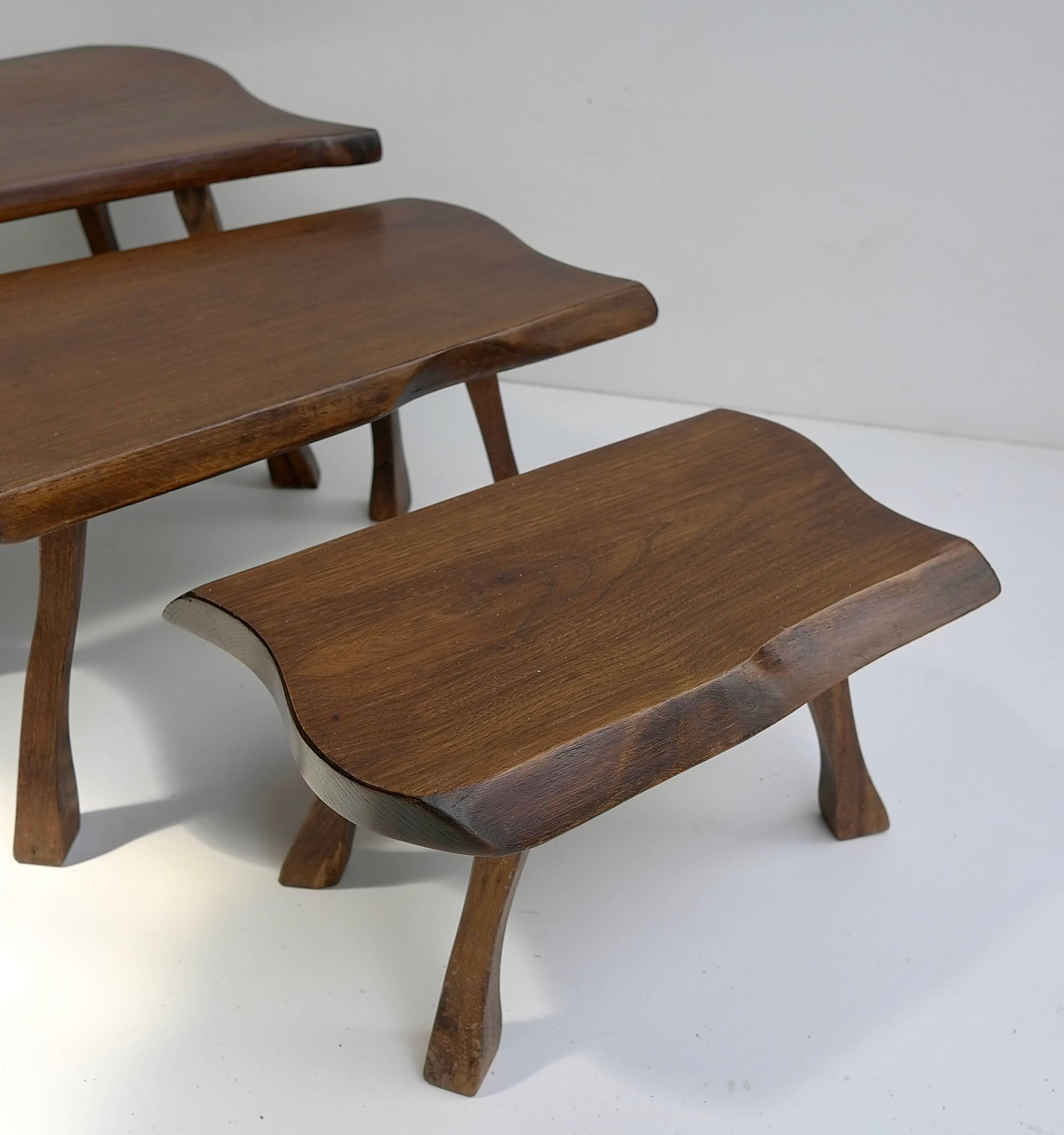 Organic Mid-Century modern Wooden Side Tables, circa 1960's In Good Condition For Sale In Den Haag, NL