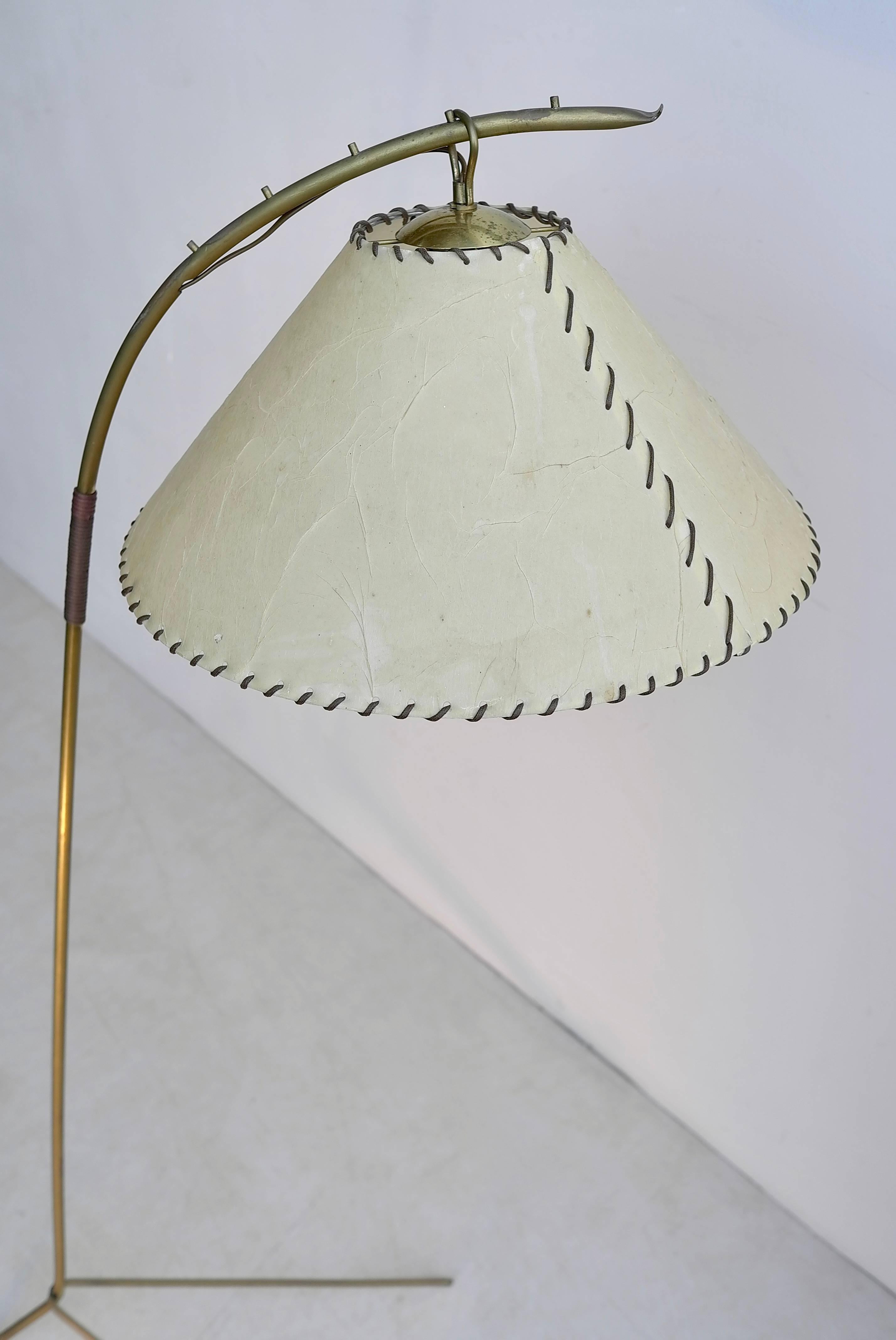 Mid-Century Modern JT Kalmar Adjustable Floor Lamp in Brass, Austria, 1950s