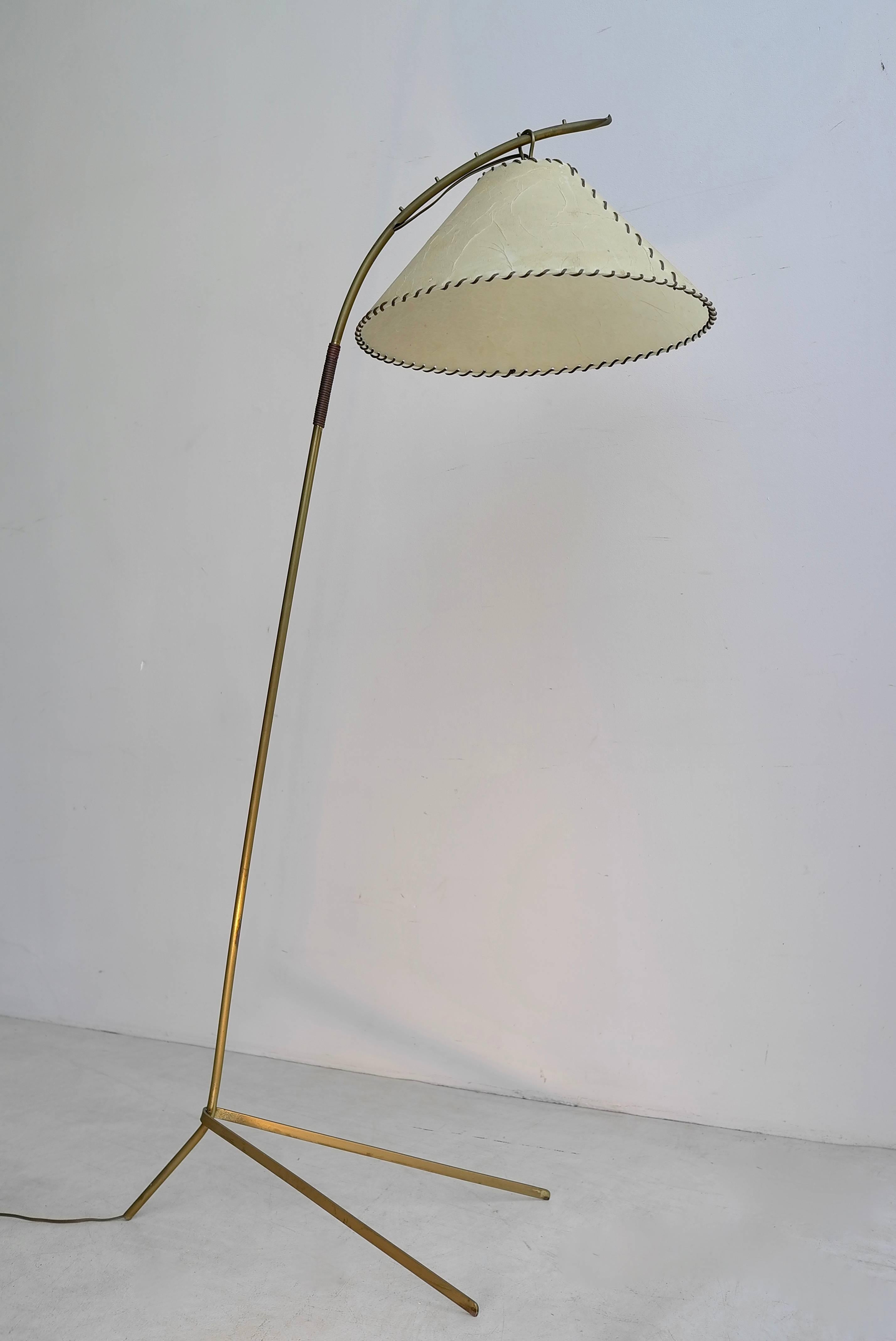 Austrian JT Kalmar Adjustable Floor Lamp in Brass, Austria, 1950s