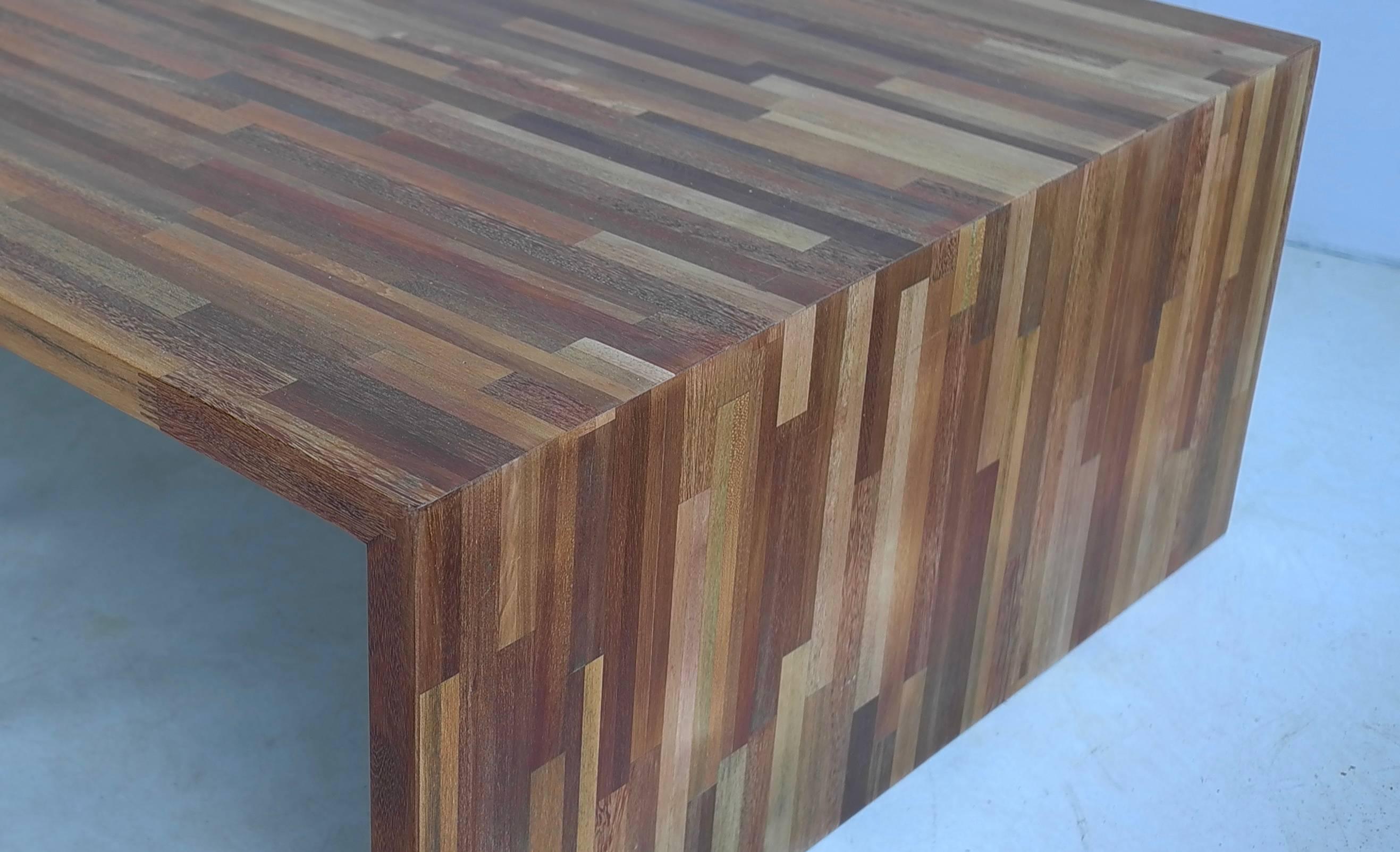 Mid-Century Modern Mixed Tropical Hardwood Coffee Table, Brazil, 1970s For Sale
