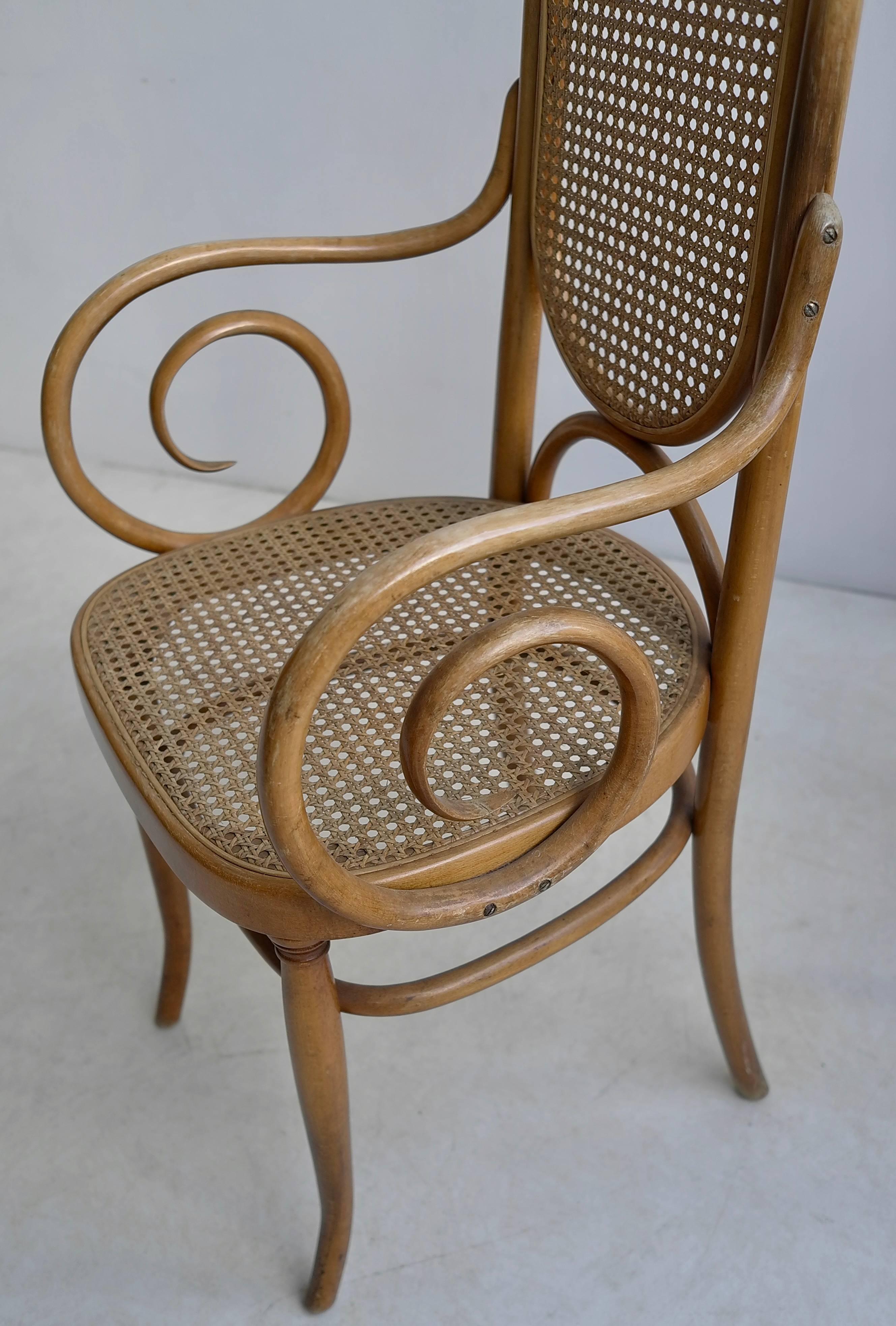 Pair of sculptural bendwood side chairs model 207R by Thonet.